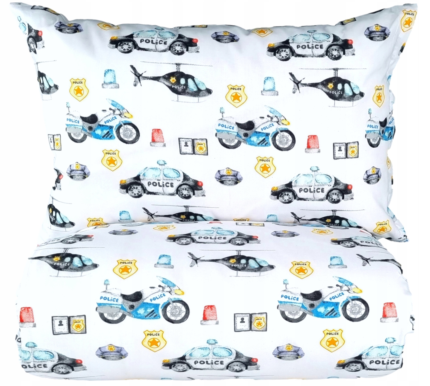 

Pościel Bawełna 160X200 Policja Auta Chłopca Biała