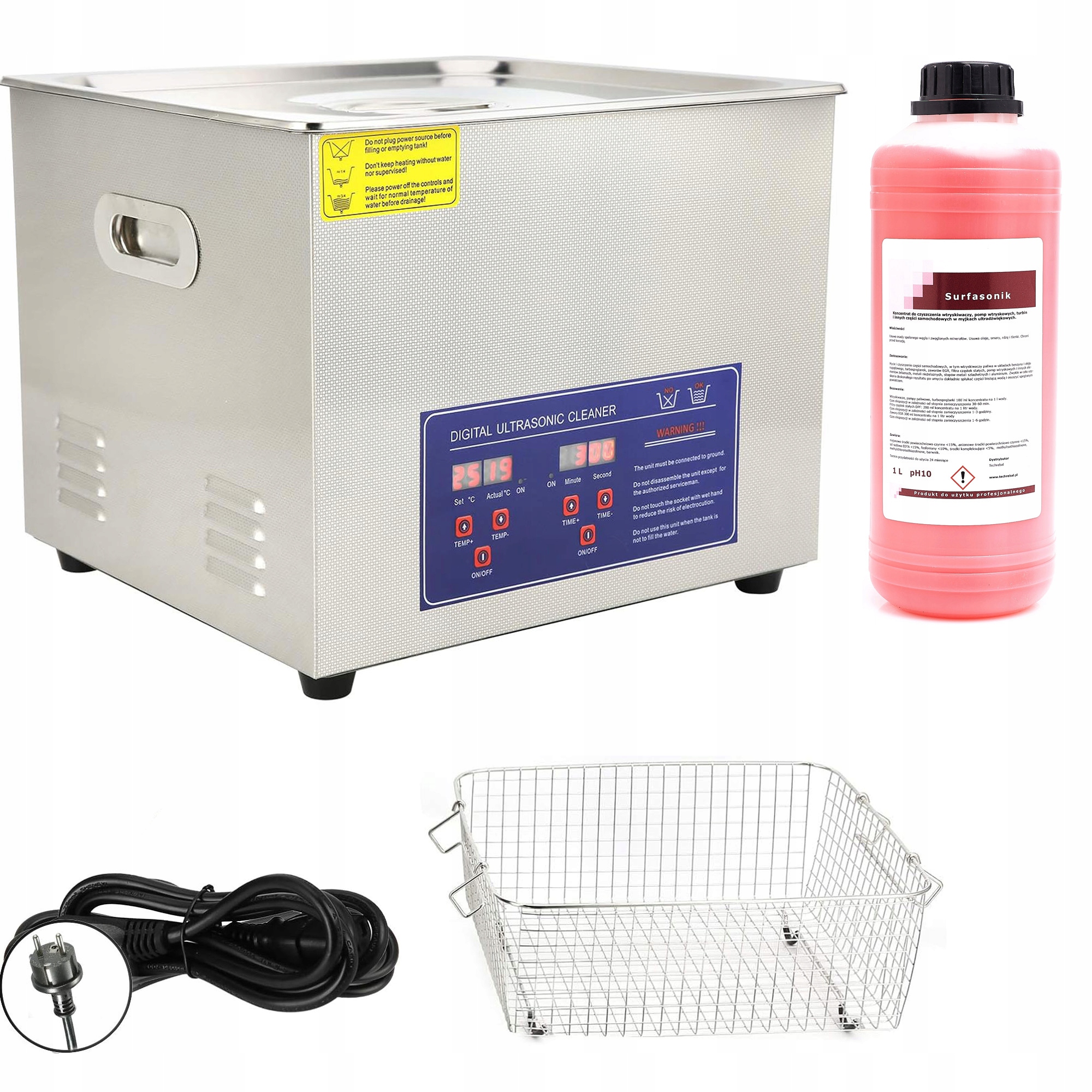 Myjka Wanna Ultradźwiękowa 15L PS-60A 760W Koncentrat Dla Mechanika