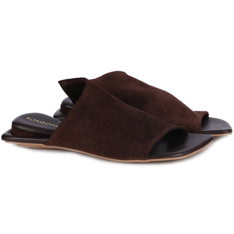 Nazouváky pantofle Bombonella 12T 466 1200 067-14032 čokoládové Kůže VEL..39