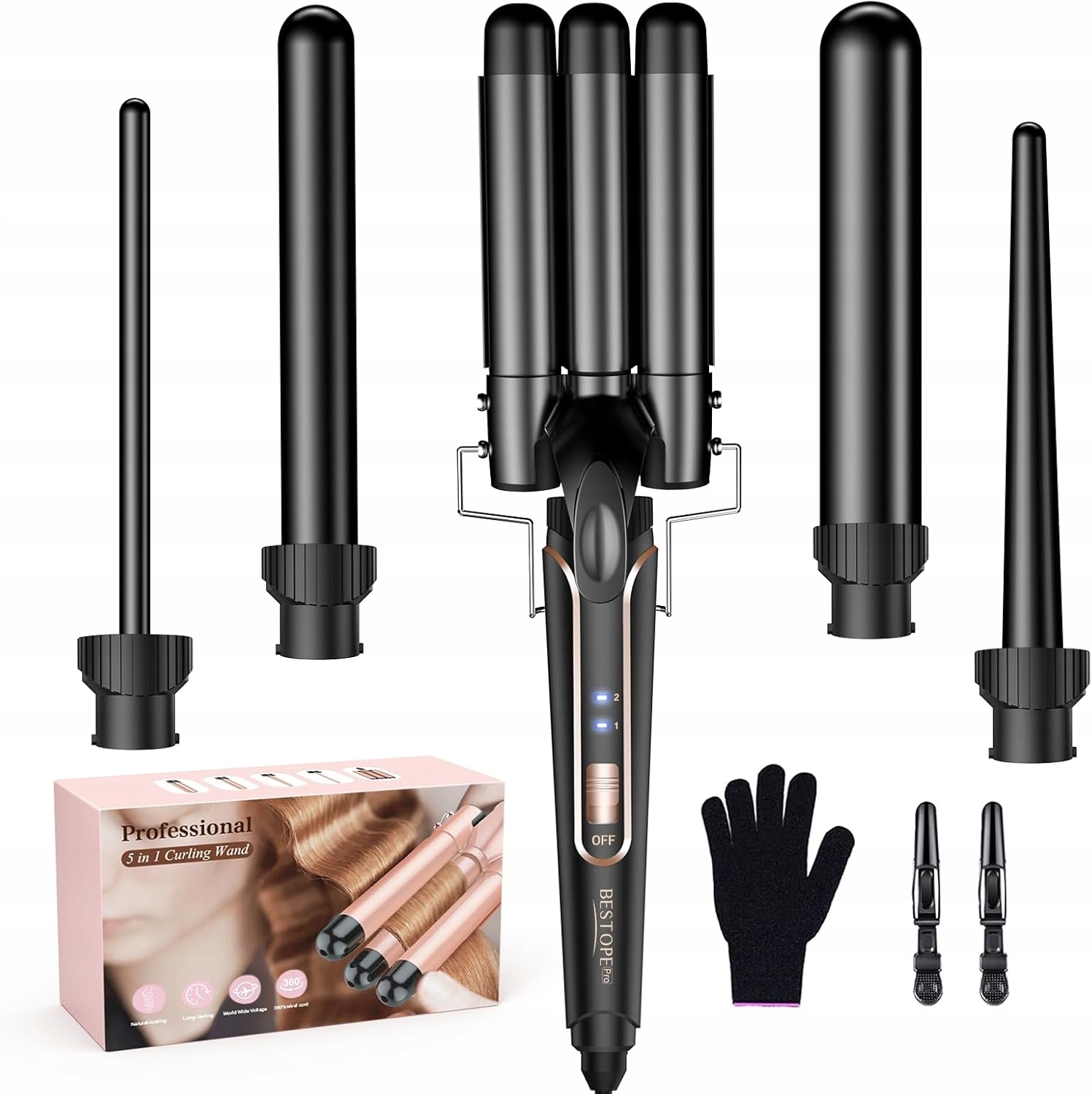 Bestope Pro Kulma na vlasy 3 barely, 5 v 1