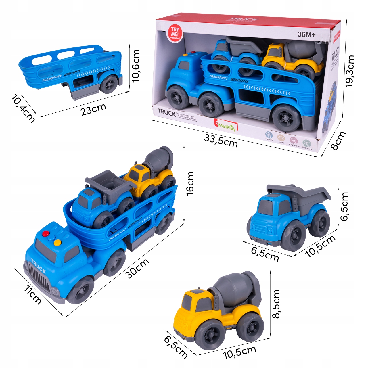 AUTO LAWETA CIĘŻARÓWKA SAMOCHODZIKI DLA DZIECI SAMOCHÓD BETONIARKA DZWIĘK EAN (GTIN) 5901924240624