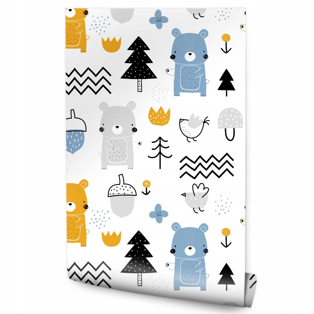 Tapeta do dětského pokoje Medvídci Ptáci Stromy