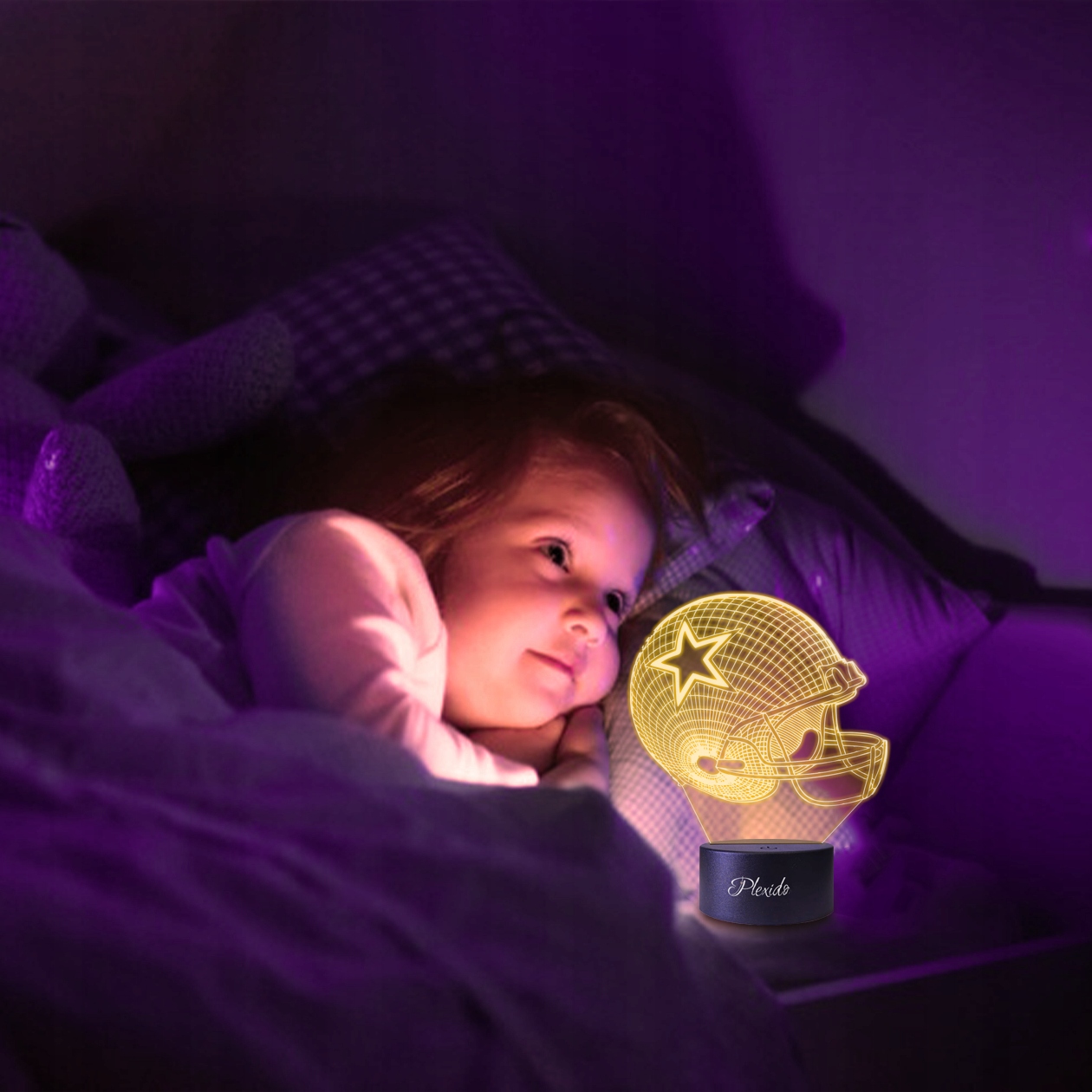 Lampka Stołowa Nocna 3D LED Kask Rugby 16 Kolorów Kolor dominujący wielokolorowy