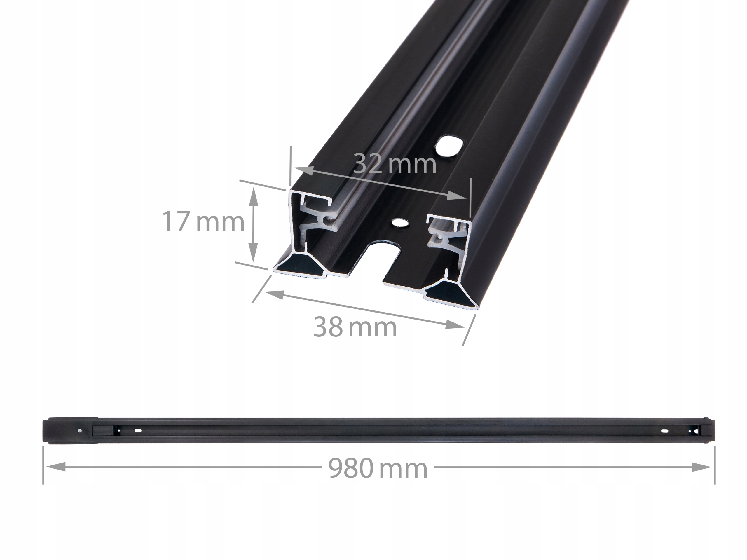 Zestaw 2x Szynoprzewód 1m + łącznik + 5x GU10 LED Reflektory Na Szynę Kolor czarny