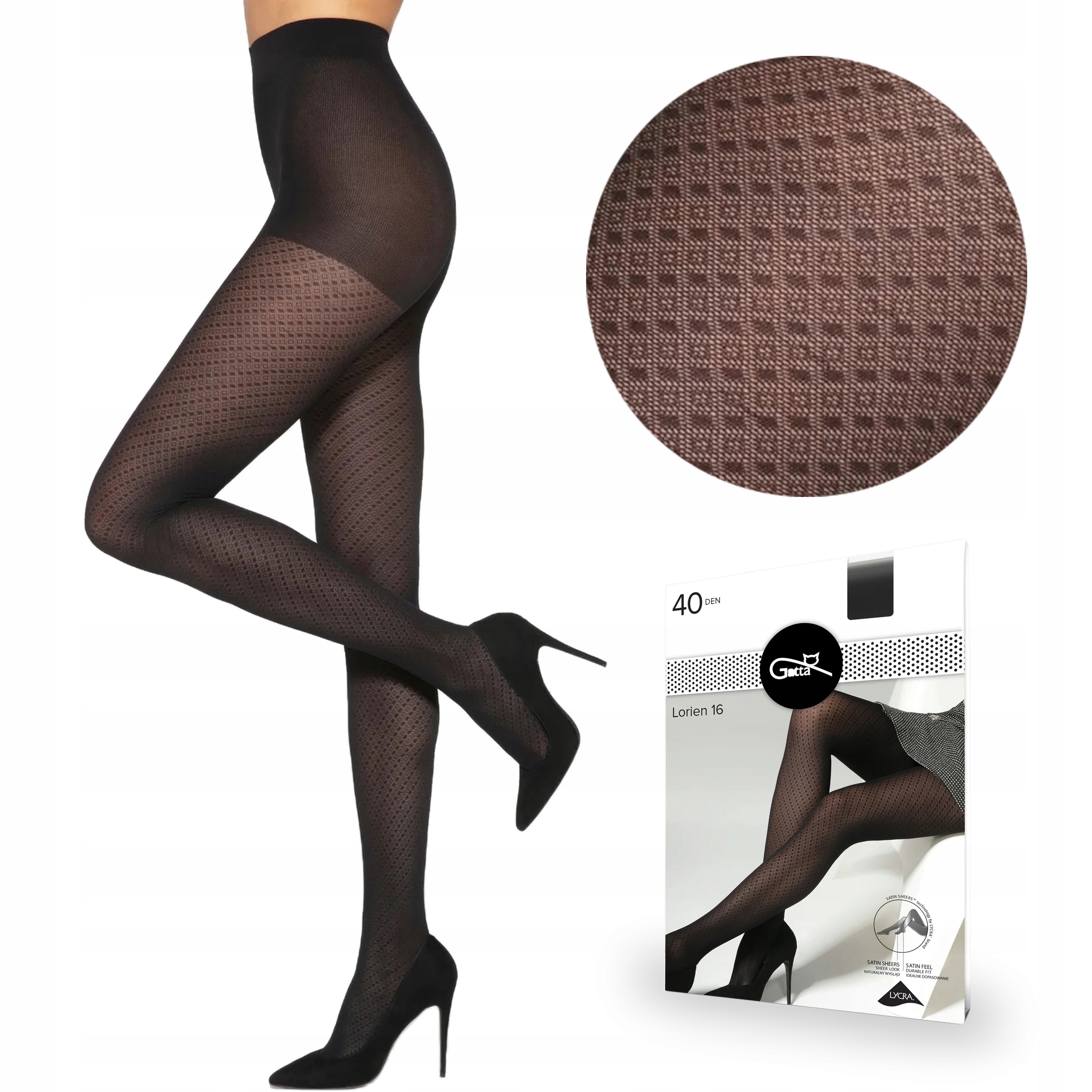 

Gatta rajstopy Lorien 16 lycra 40 den w romby 4-L