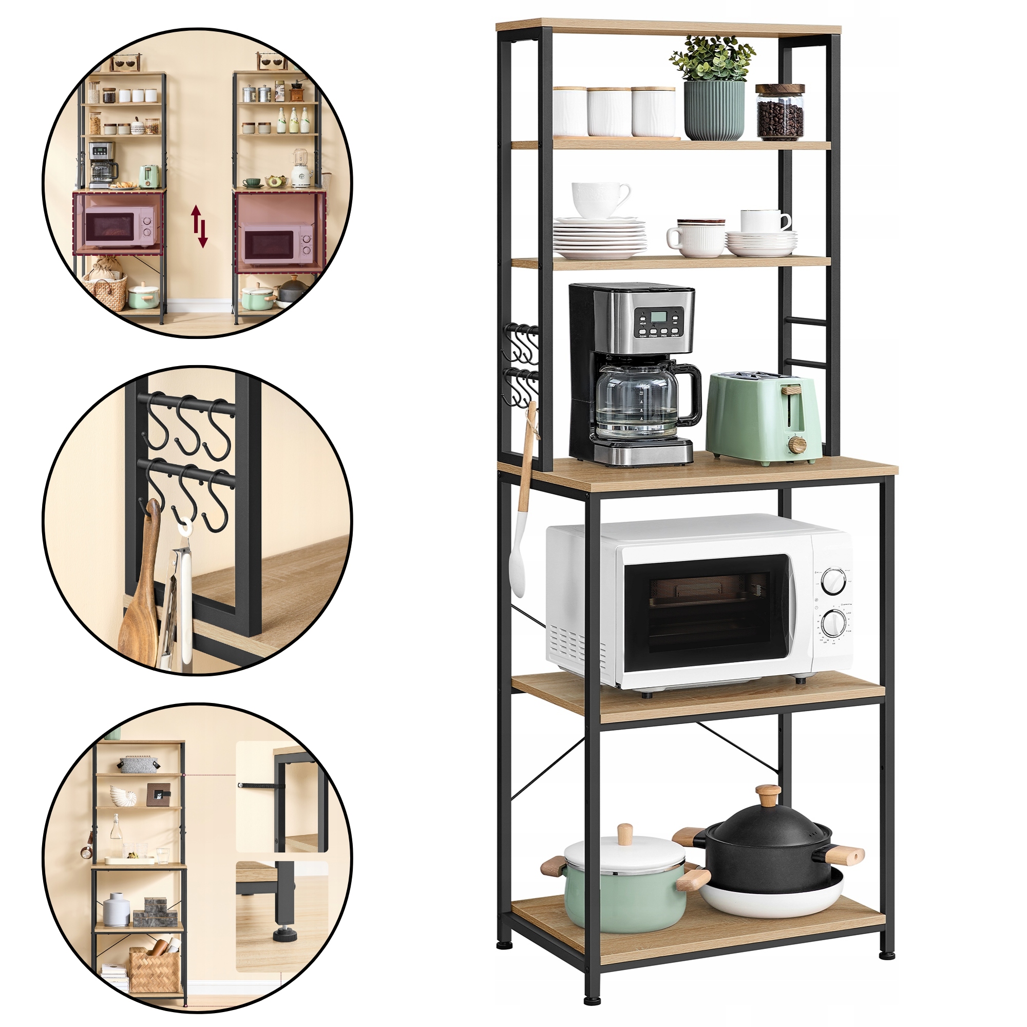 Kuchynská skrinka Praktická Ostrov Kuchynský regál 6 políc Polica 40x60x167 cm