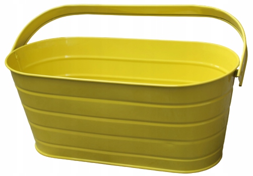 OSŁONKA DONICZKA ŻÓŁTA METALOWA WIADERKO Z RĄCZKĄ