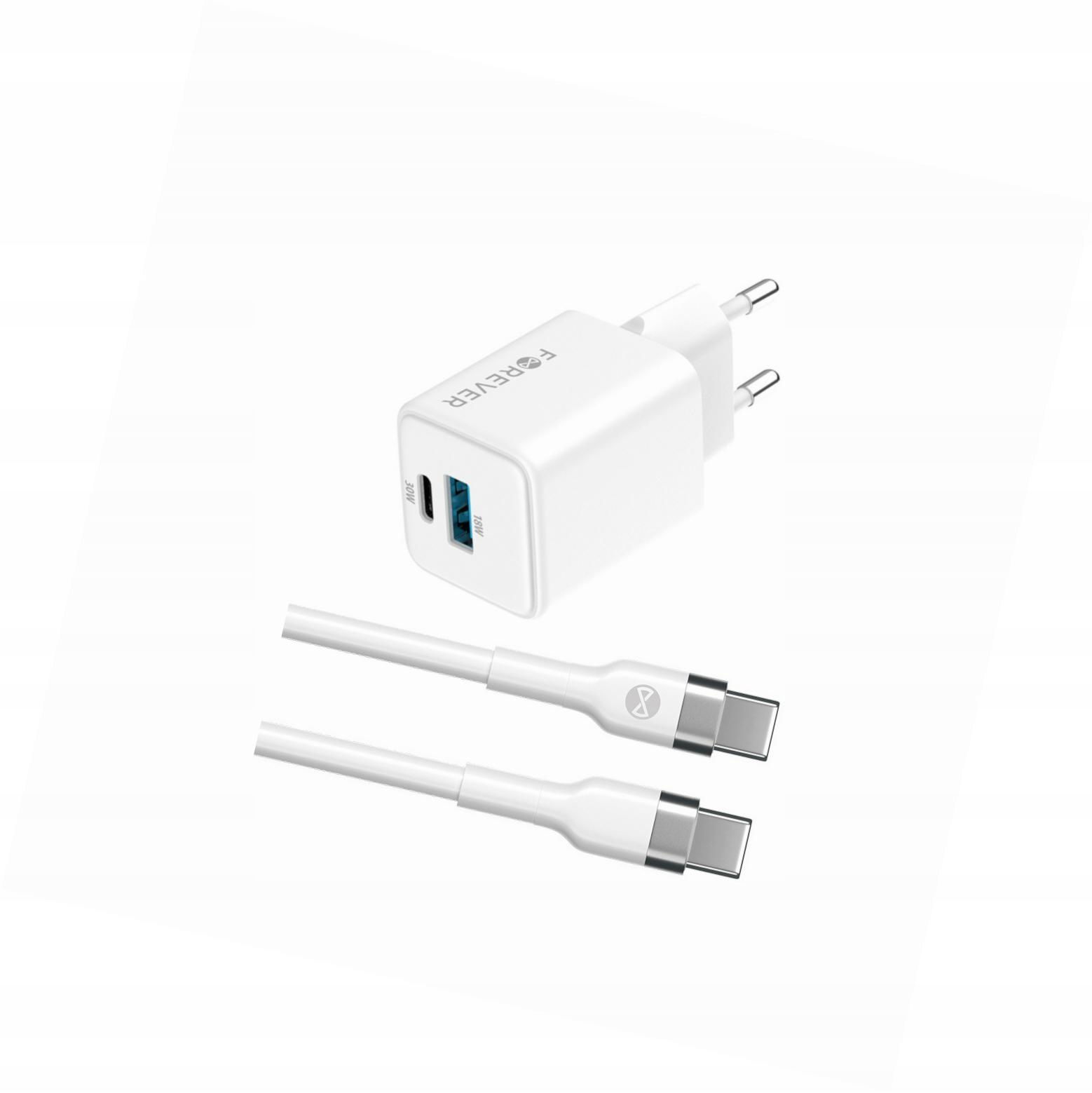 Szybka ładowarka GaN 30W 2 wejścia Usb i Usb-c z kablem do Xiaomi Mi 11