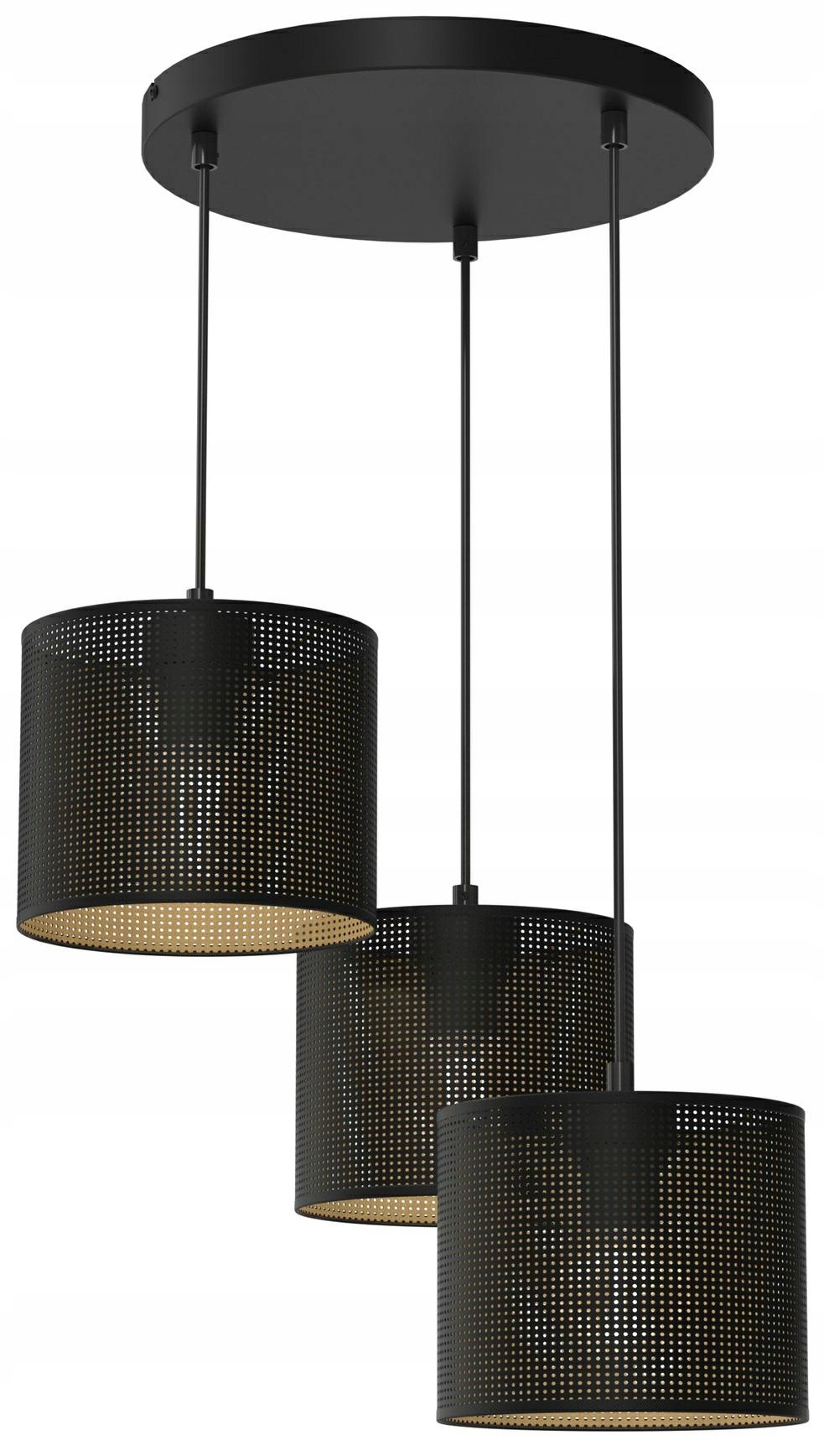 Závesná lampa stropné svietidlo Loft Shade čierne zlaté tienidlo 3xE27 moderná