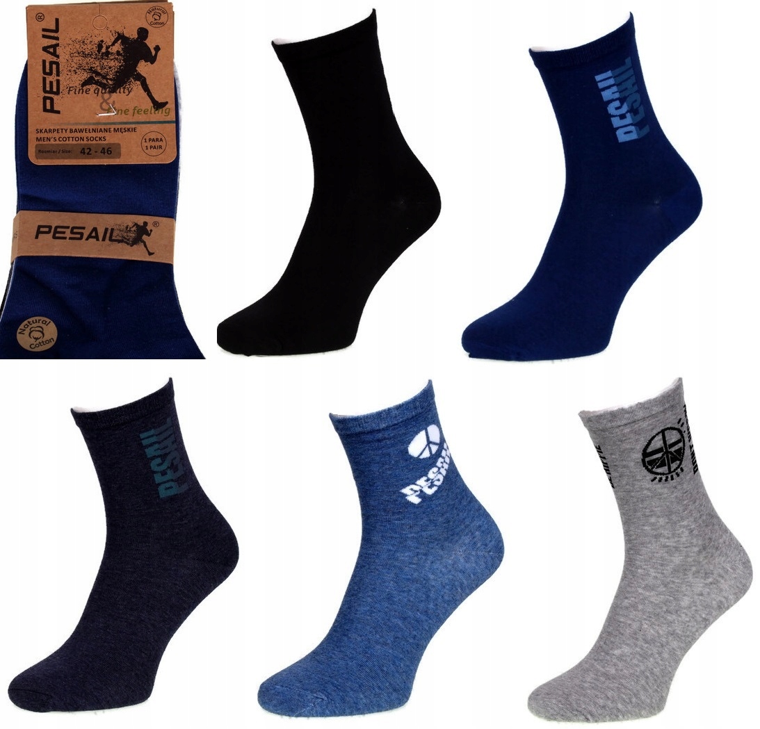 

5x Skarpety Bawełniane Męskie Kolorowe Pesail