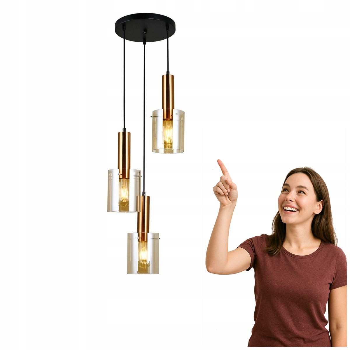 Závesná lampa Sardo PND-5581-3A-BRO+AMB Italux