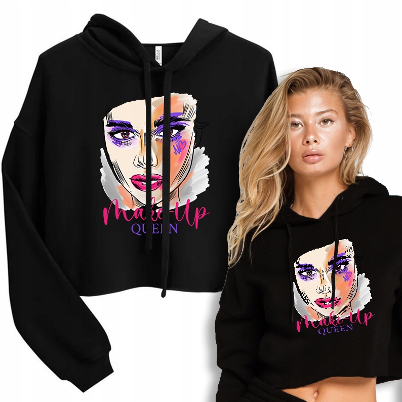 Mikina Krátká černá vizážistka Make Up Queen L