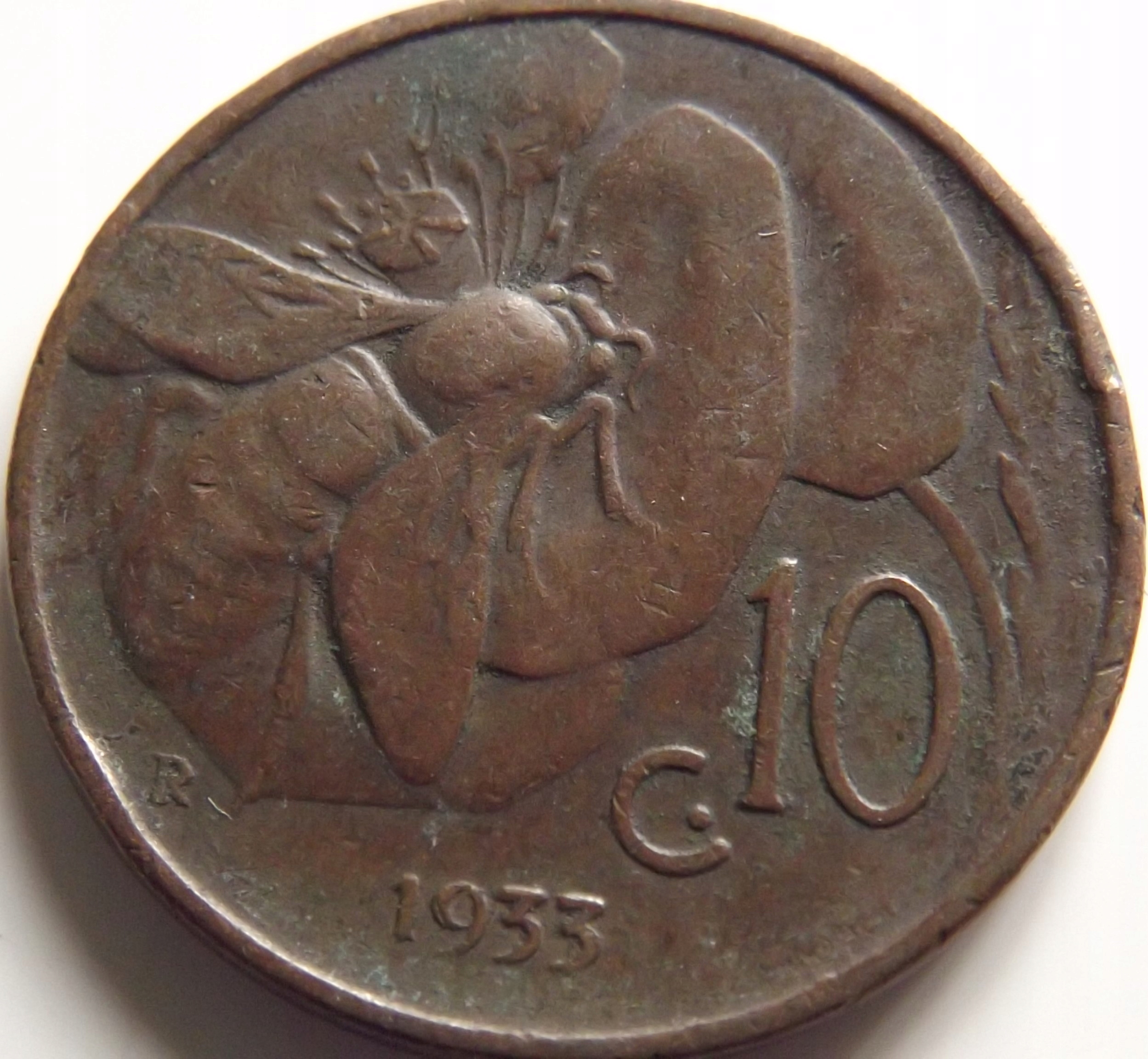 Włochy 10 centesimi 1933 , Pszczoła / Emanuel III st. 2-