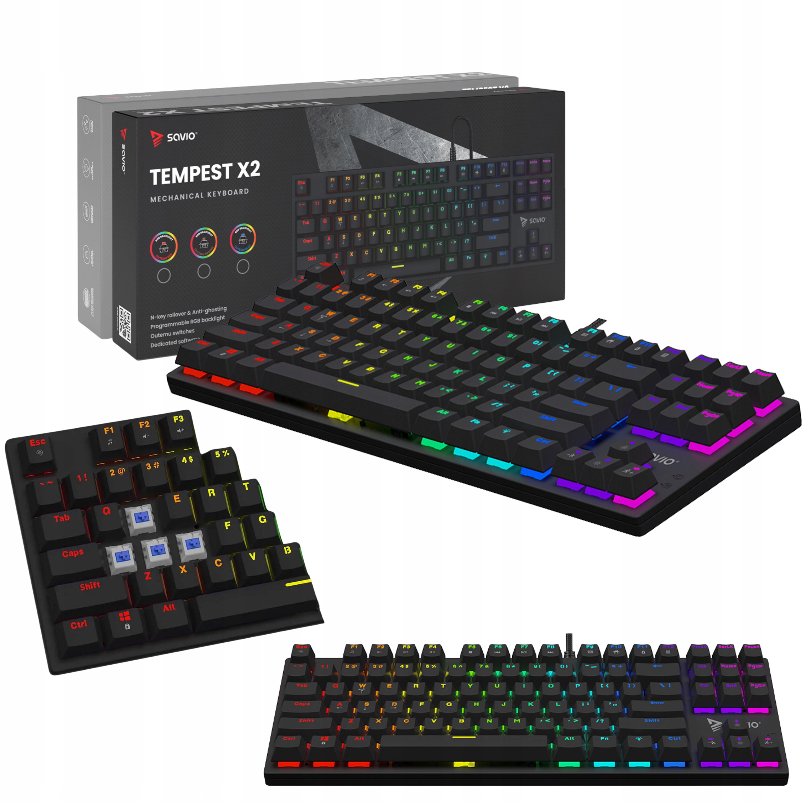 Mechanická klávesnice pro hráče Rgb Savio Tempest X2 Outemu Blue Usb Abs
