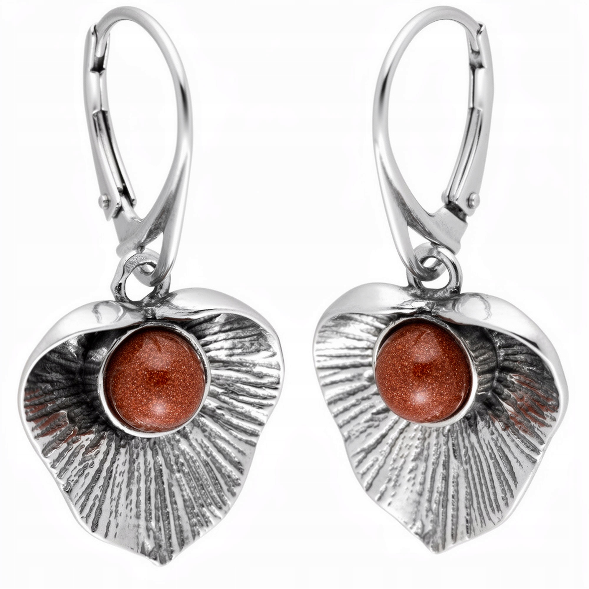 Stříbrné Oxidované Náušnice S Pískem Pouště