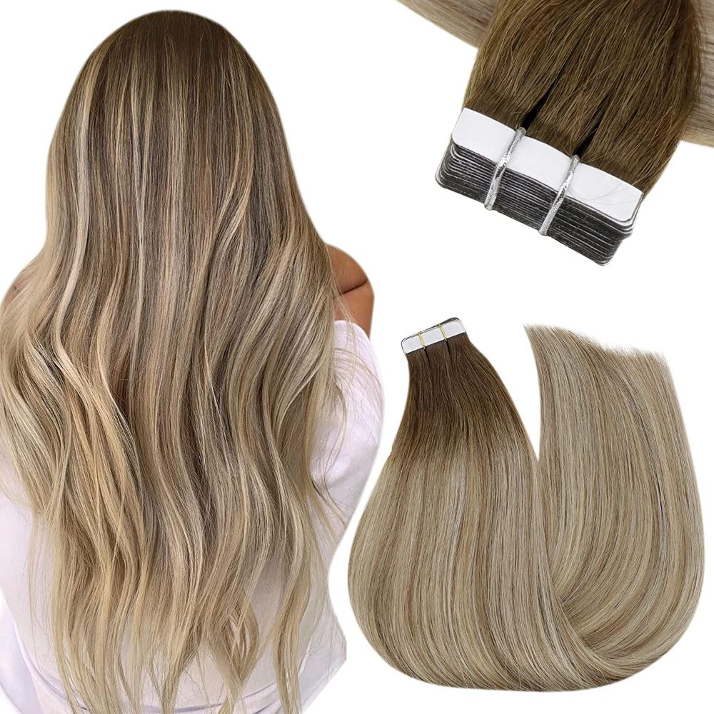 Sindra Tape In Extensions 55 cm Balayage 3/8/22 Naturalne Pasma Włosy 50g