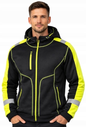 Mikina pracovní Reflexní výstražná S Kapucí Bozp Zapínaná na zip 3XL