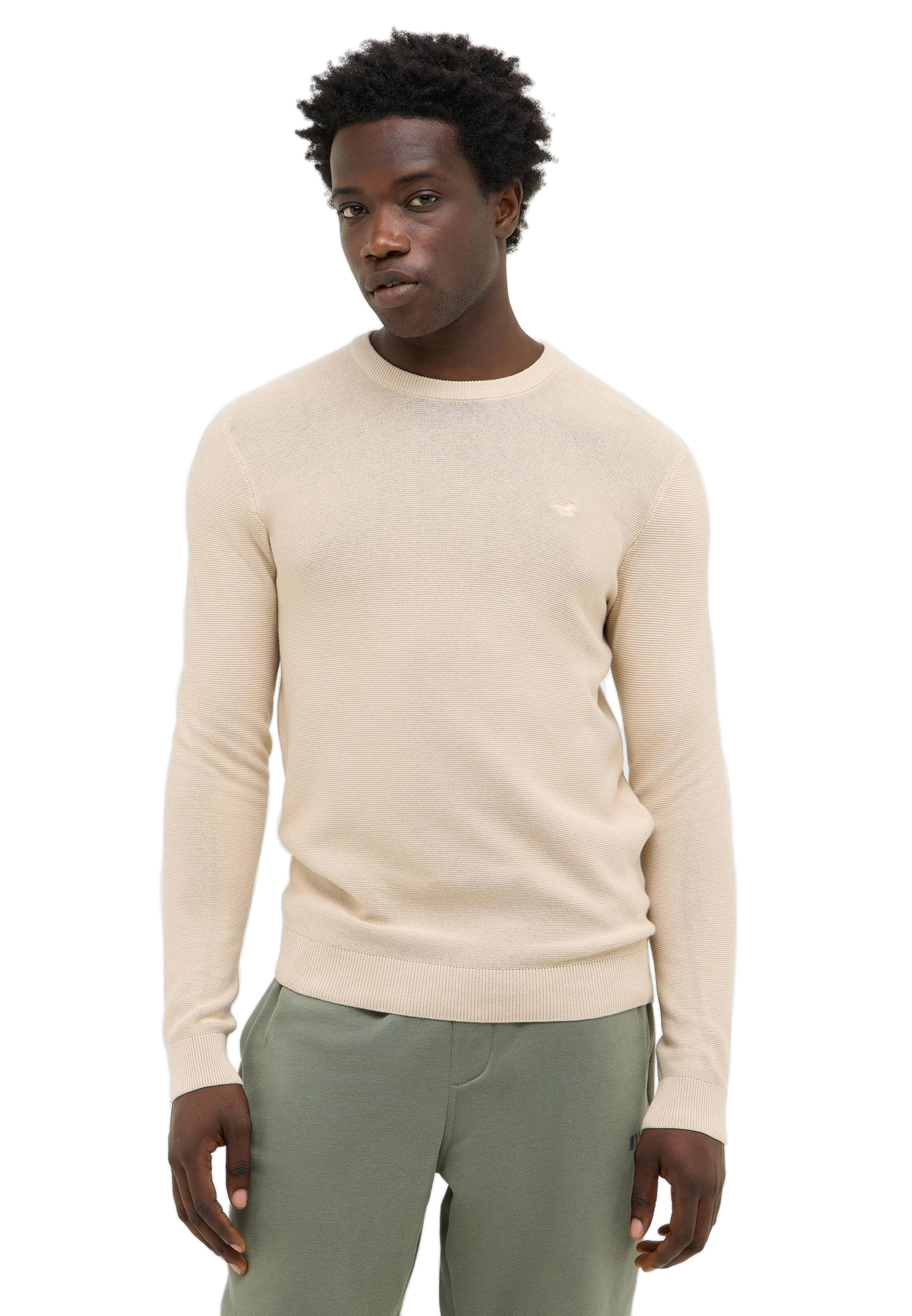 Pánský Bavlněný Svetr Bez Vzoru, Vkládací, Béžový Mustang, 3XL