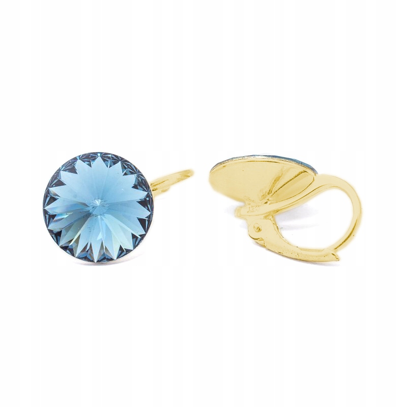 Náušnice pozlacené stříbro 925 s krystaly Swarovski Rivoli 12 mm Denim Blue