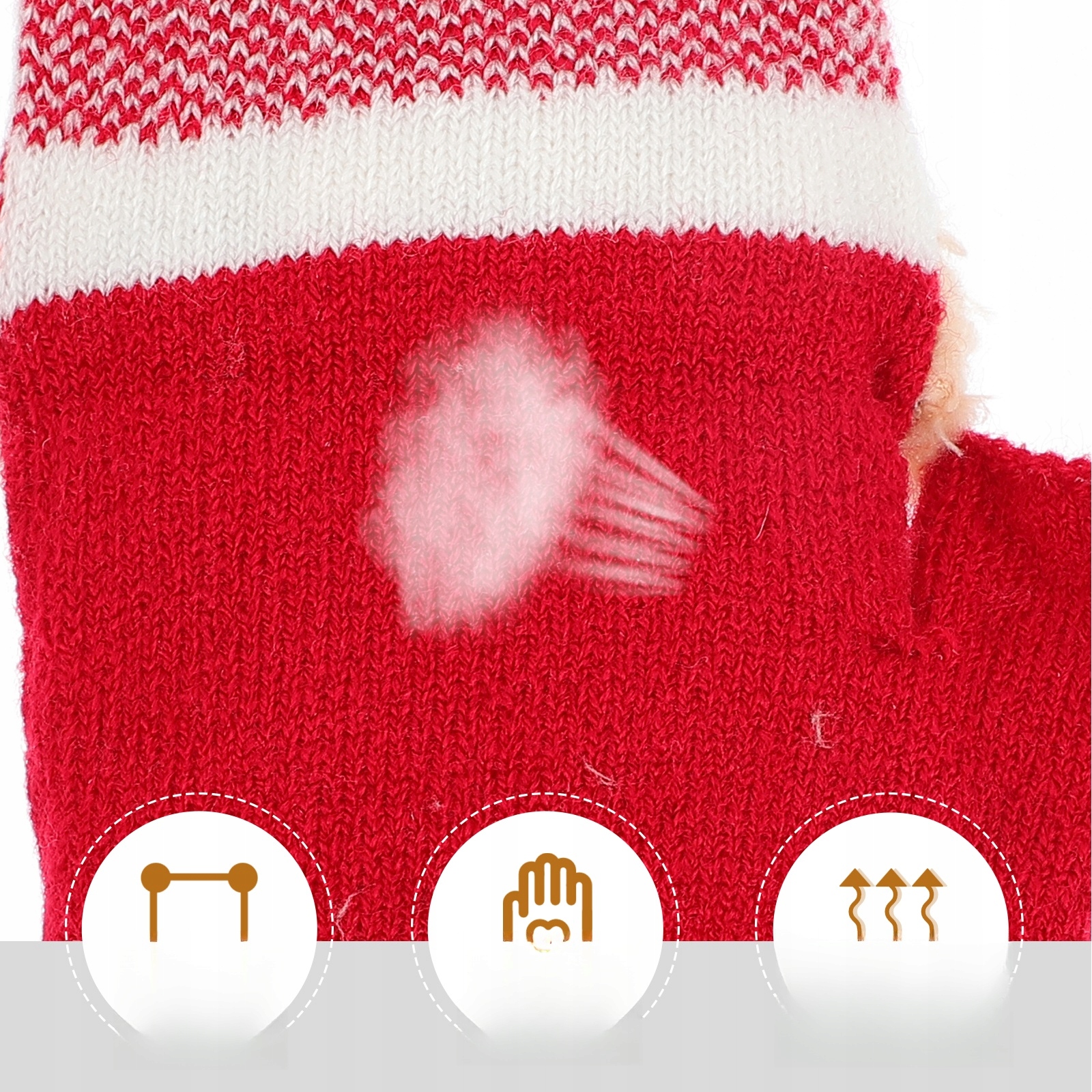 RĘKAWICZKI ŚWIĄTECZNE DZIECI CIEPŁE ZIMOWE PLISZKI Materiał dominujący inny