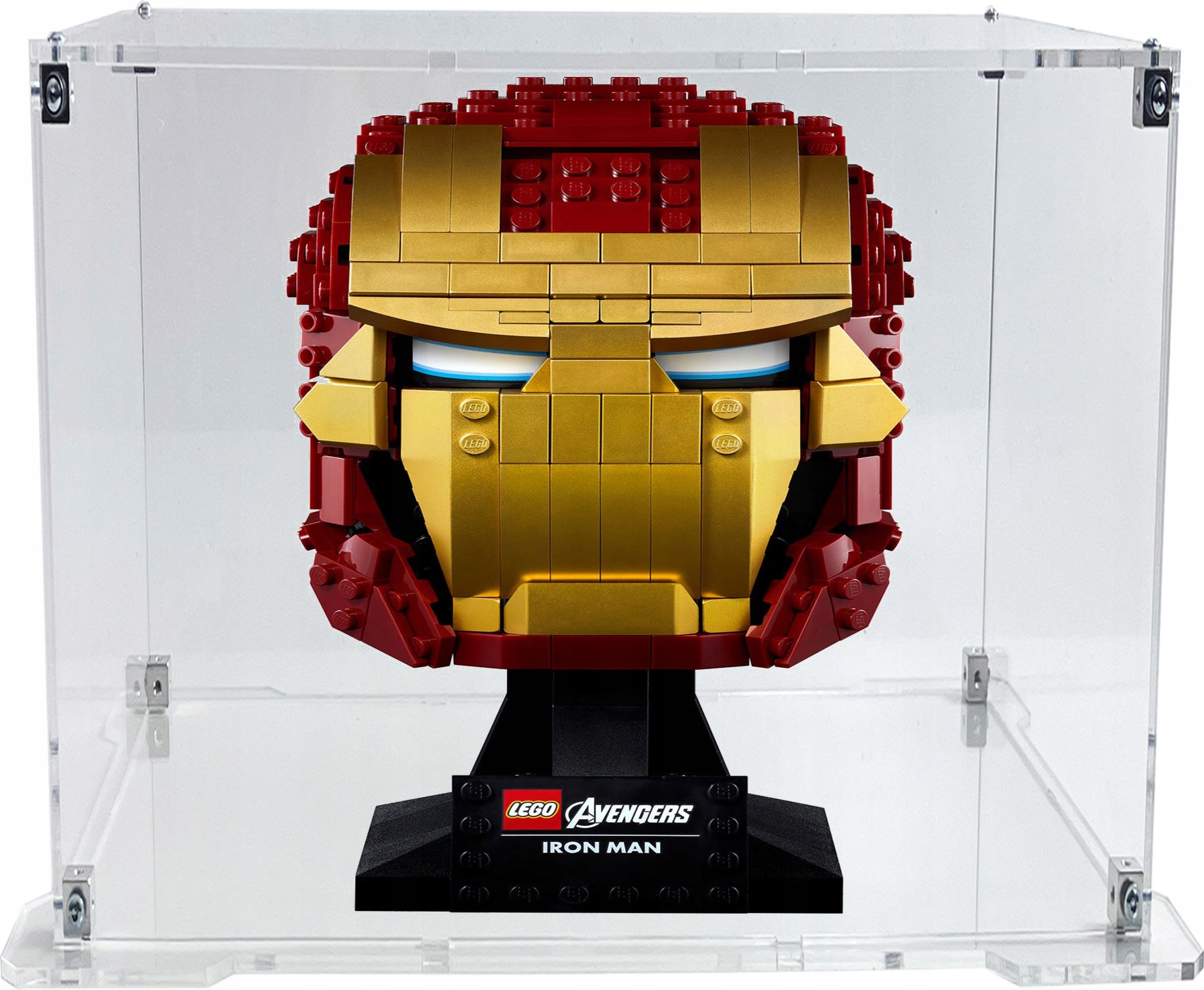 Vitrína s podstavcem Drewlandia pro sadu Lego 76165 Marvel Iron Manova helma