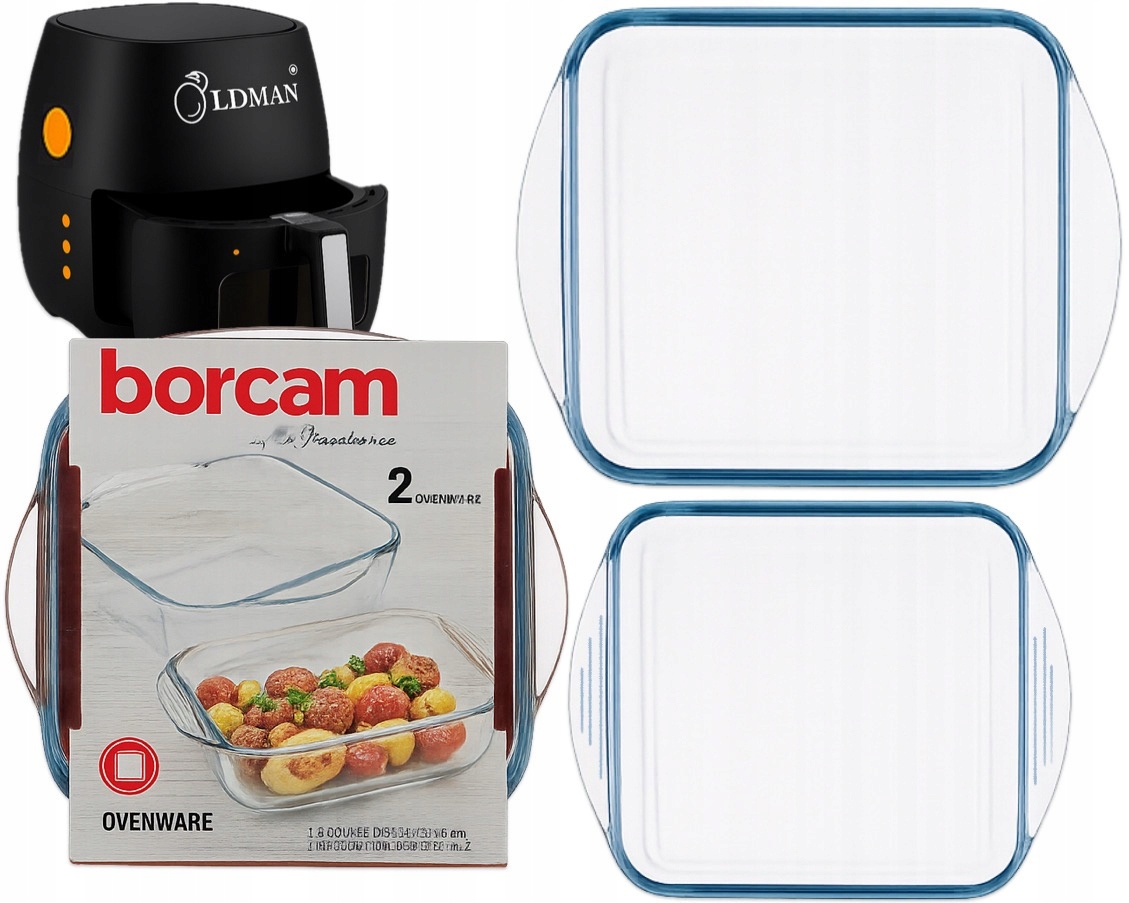 Sada 2 kusů nádobí pekáč Organizér ze skla Air Fryer forma 26x22 a 21x16 cm