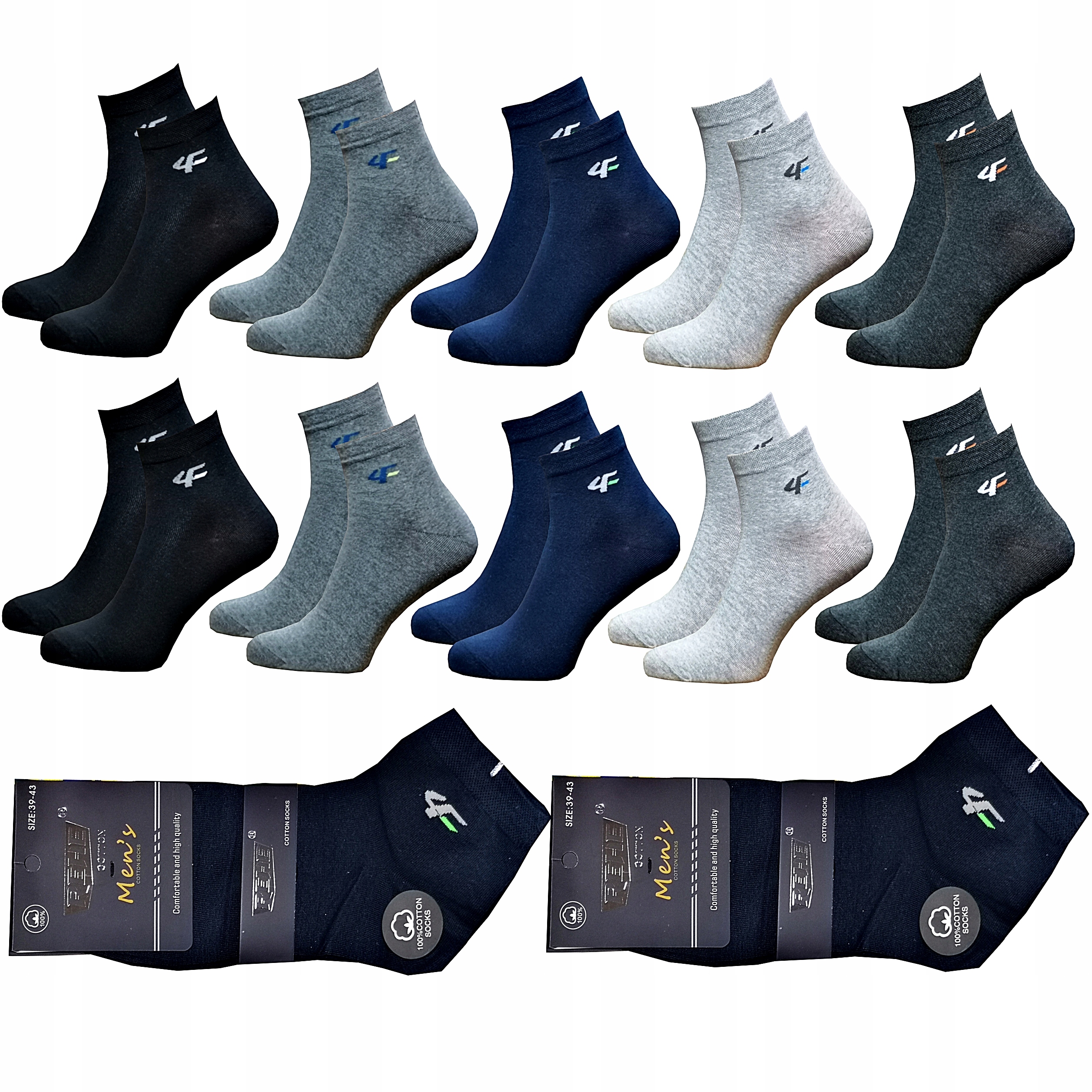 

10 x Skarpety Bawełniane-Skarpetki Sportowe 43/46