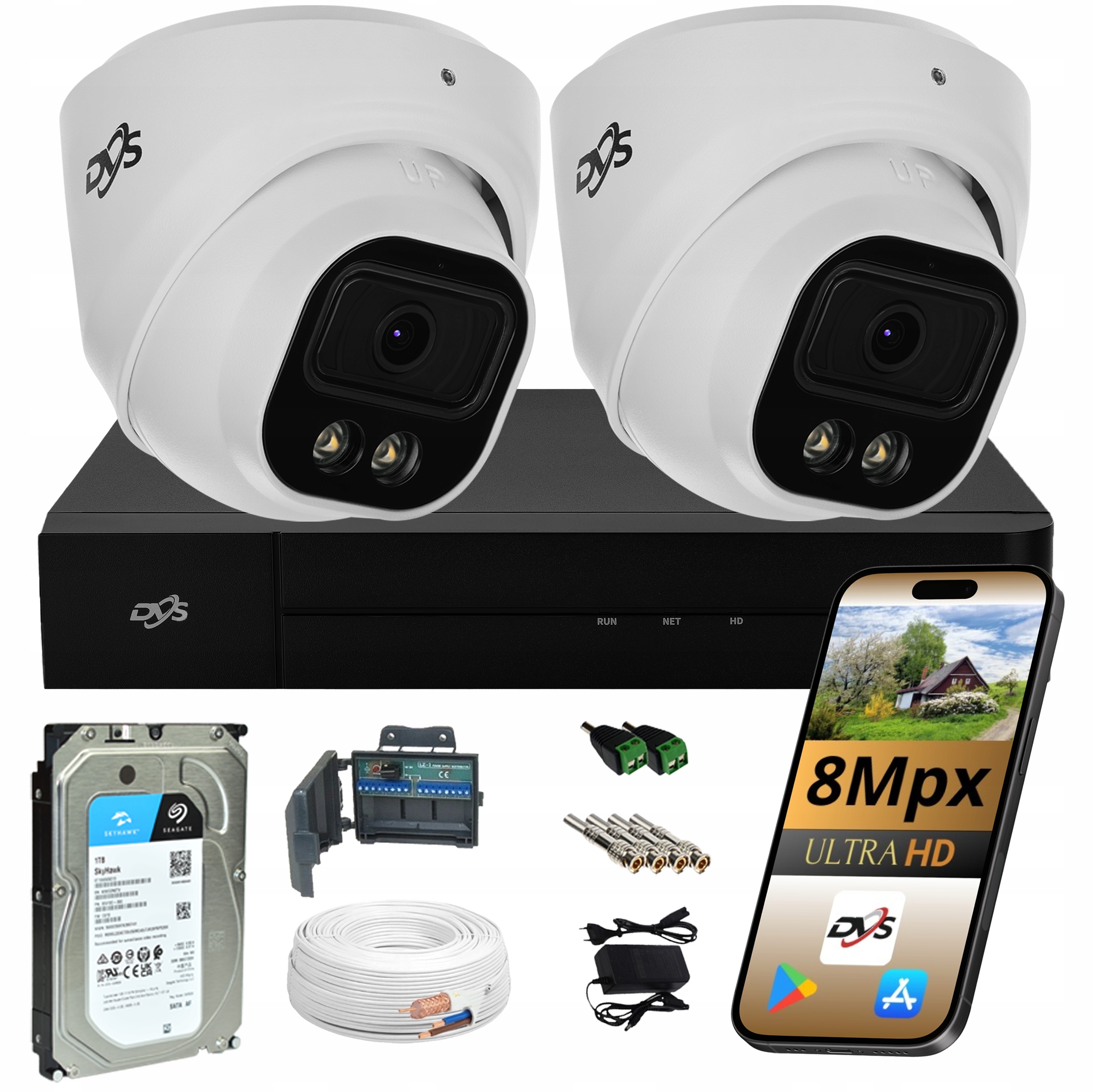 Venkovní Sada Kamer Pro Monitorování 2 Analogové Kamery Dual Light 8Mpx