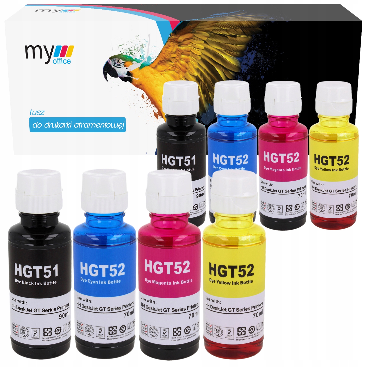 

8x tusz Cmyk do Hp GT51 GT52 Ink 310 410 500
