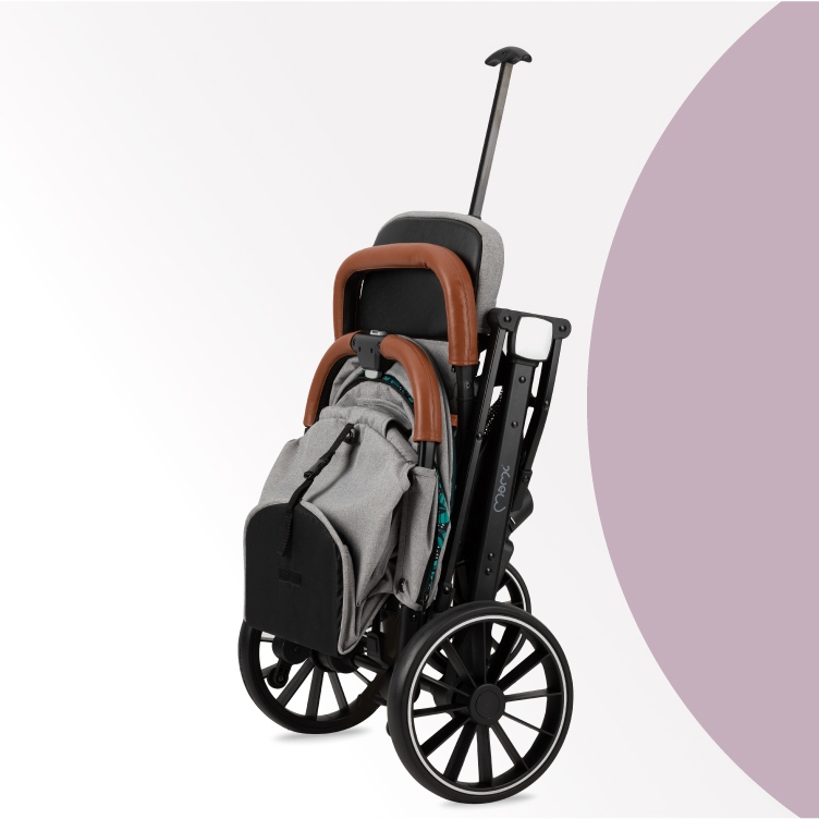 WÓZEK SPACEROWY - MoMi ESTELLE DAKAR SZARY - DUŻE KOŁA ZESTAW AKCESORIÓW Stelaż Metalowy Stalowy