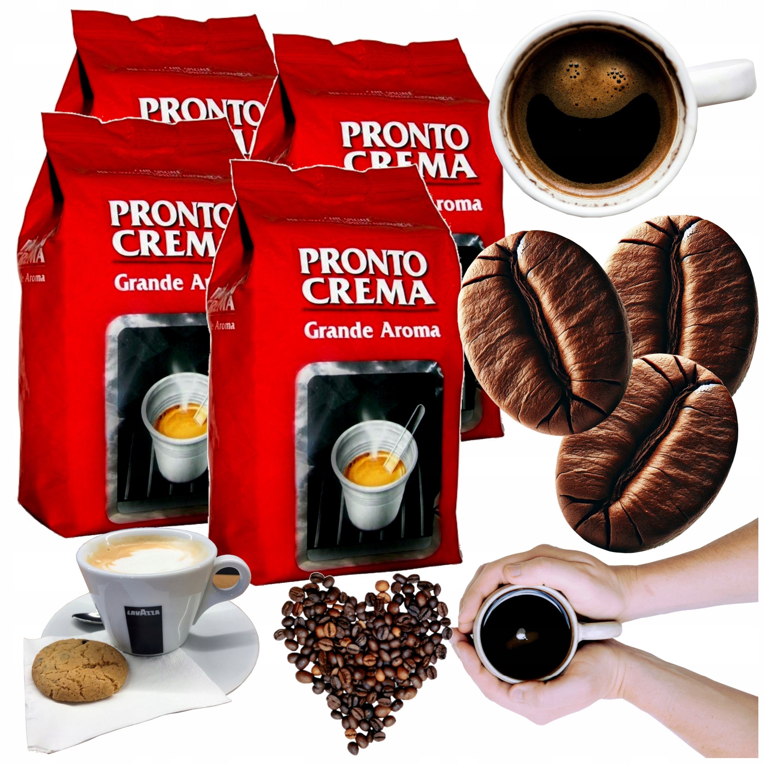 Kawa ziarnista Lavazza 1kg x4 Pronto Crema Grande Aroma mieszana 4x 1000 g