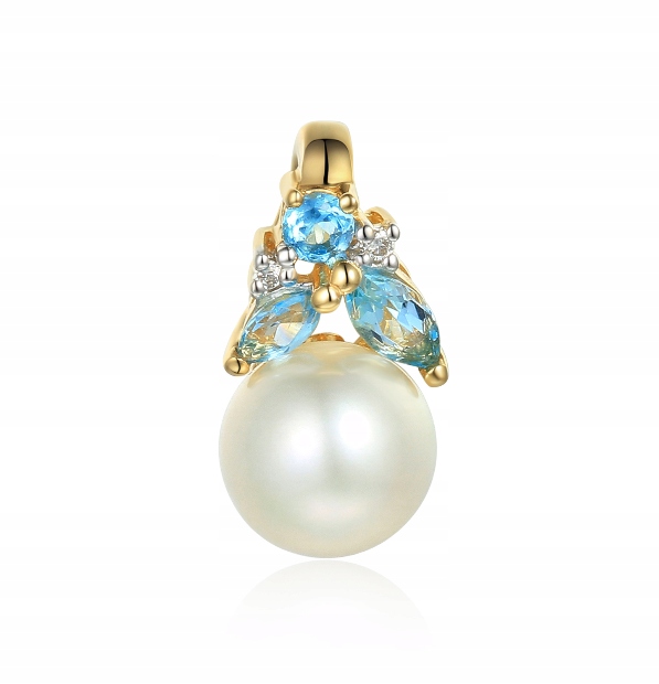 

Zawieszka 585 Złota Perła Diamenty Topazy Prezent