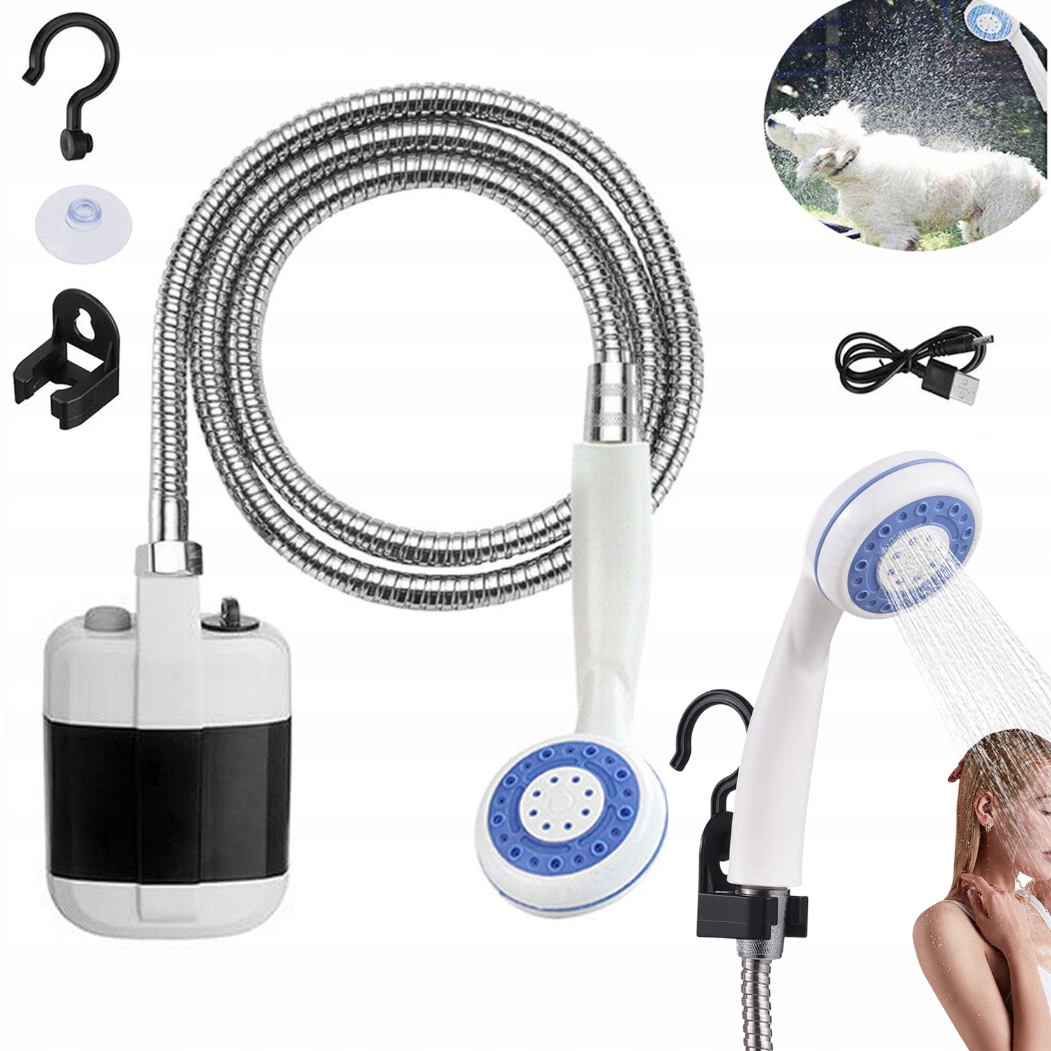 Turistická sprcha Elektrická sprchová pumpa na baterie pro kempování