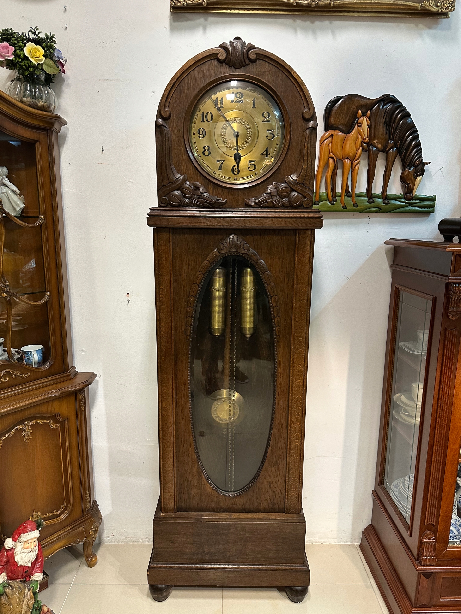 Zegar Stojący 2 wagowy Dębowy 1920 rok