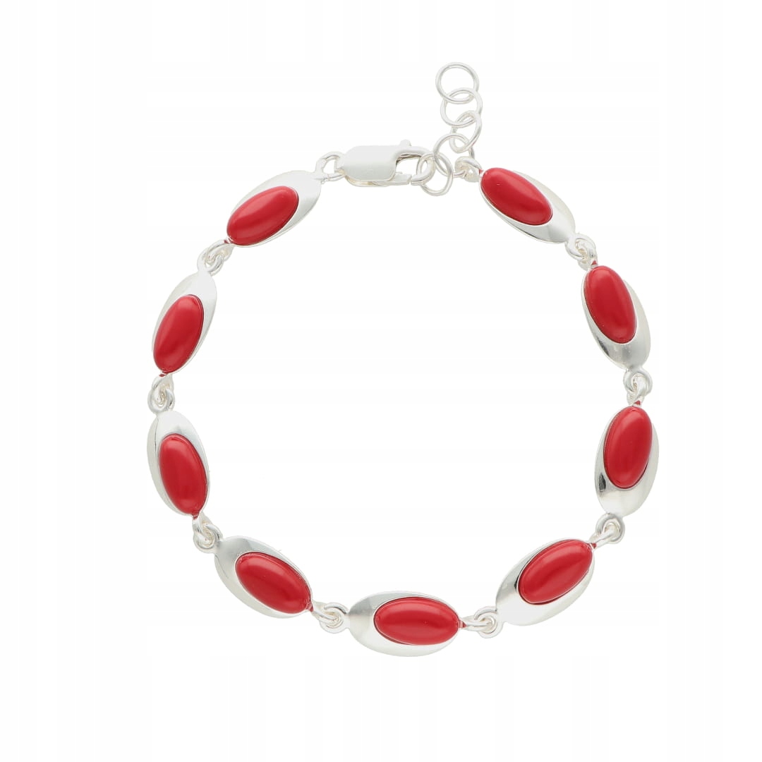 Náramek s korálem oválný stříbro