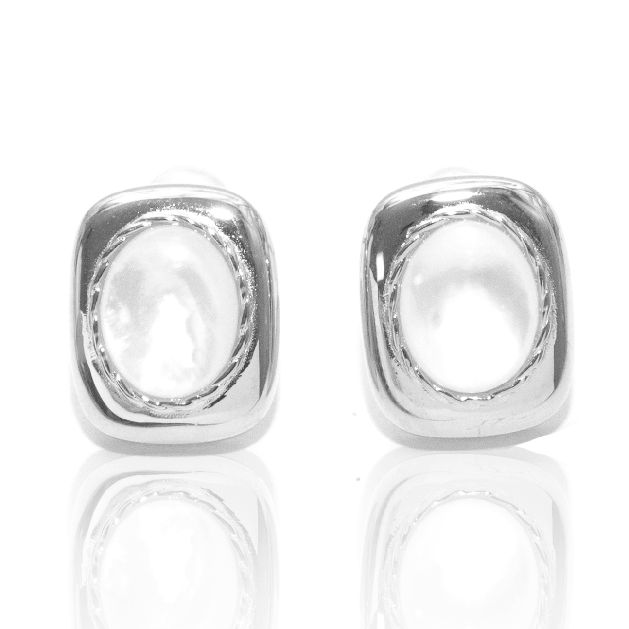 Stříbrné náušnice s perleťovou hmotou stříbro 925, elegantní obdélníkové