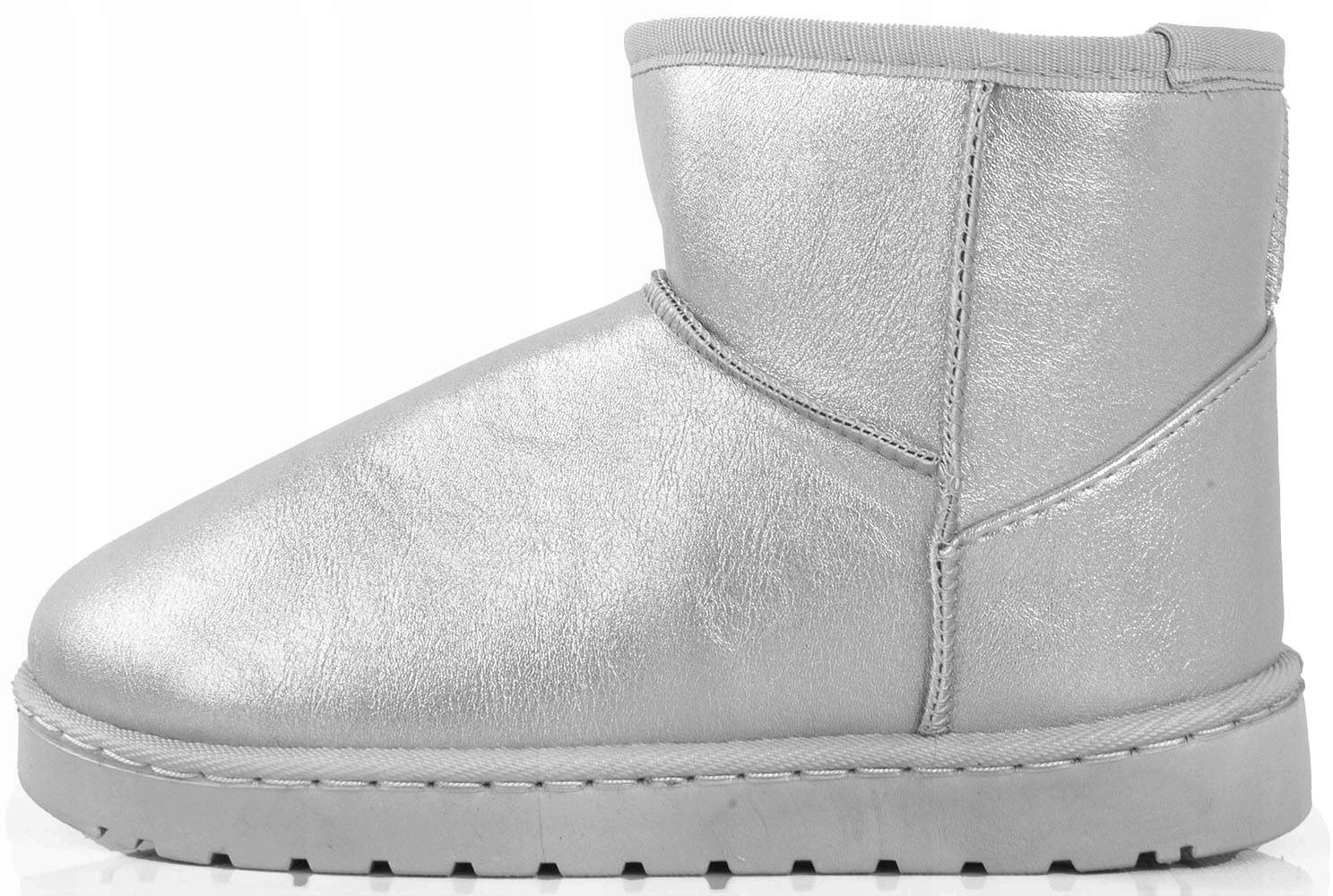 ŚNIEGOWCE BOTKI KOZAKI OCIEPLANE SREBRNE 35 Materiał skóra ekologiczna