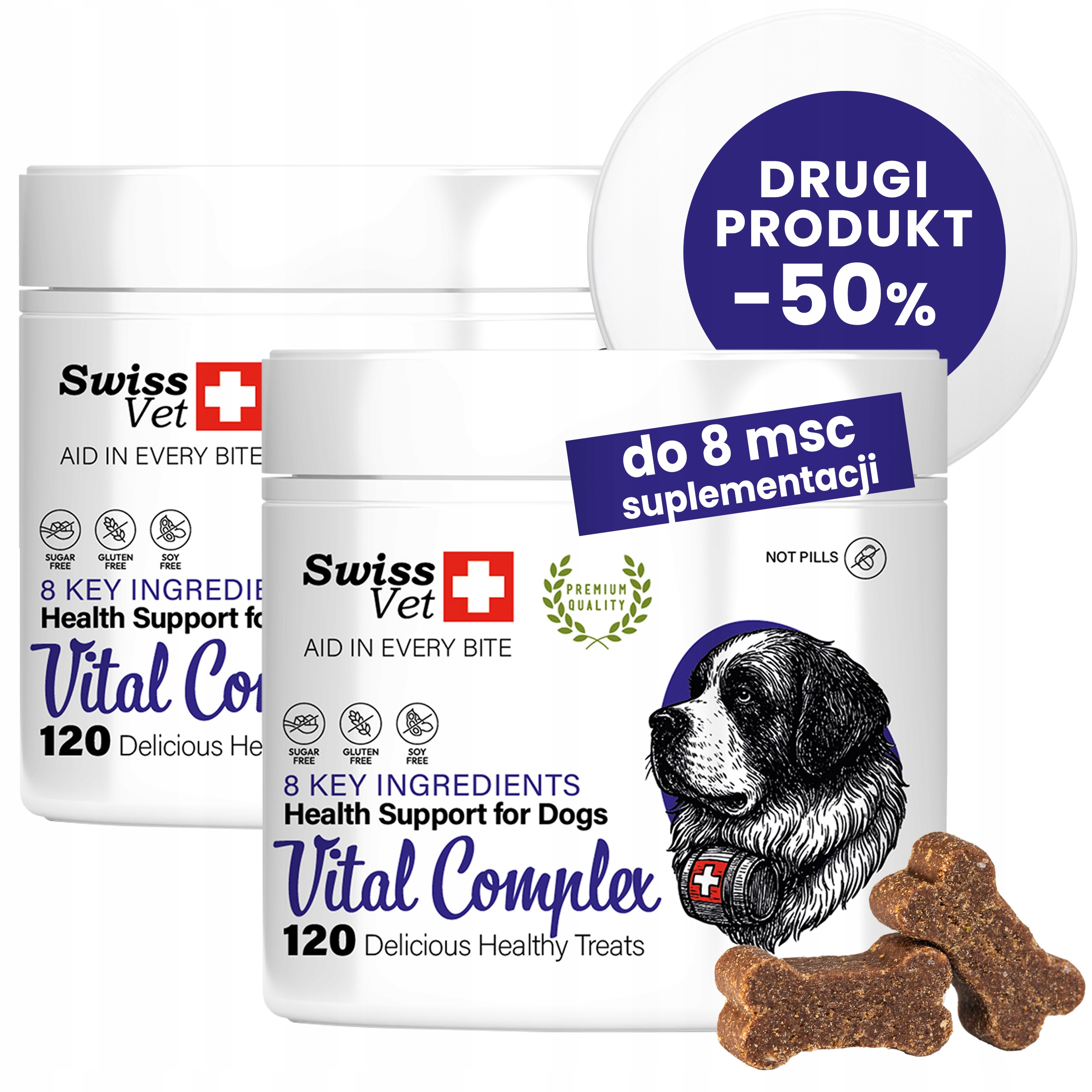 SwissVet Vital Complex – doplněk pro psy, imunita, trávení, 2x120 ks
