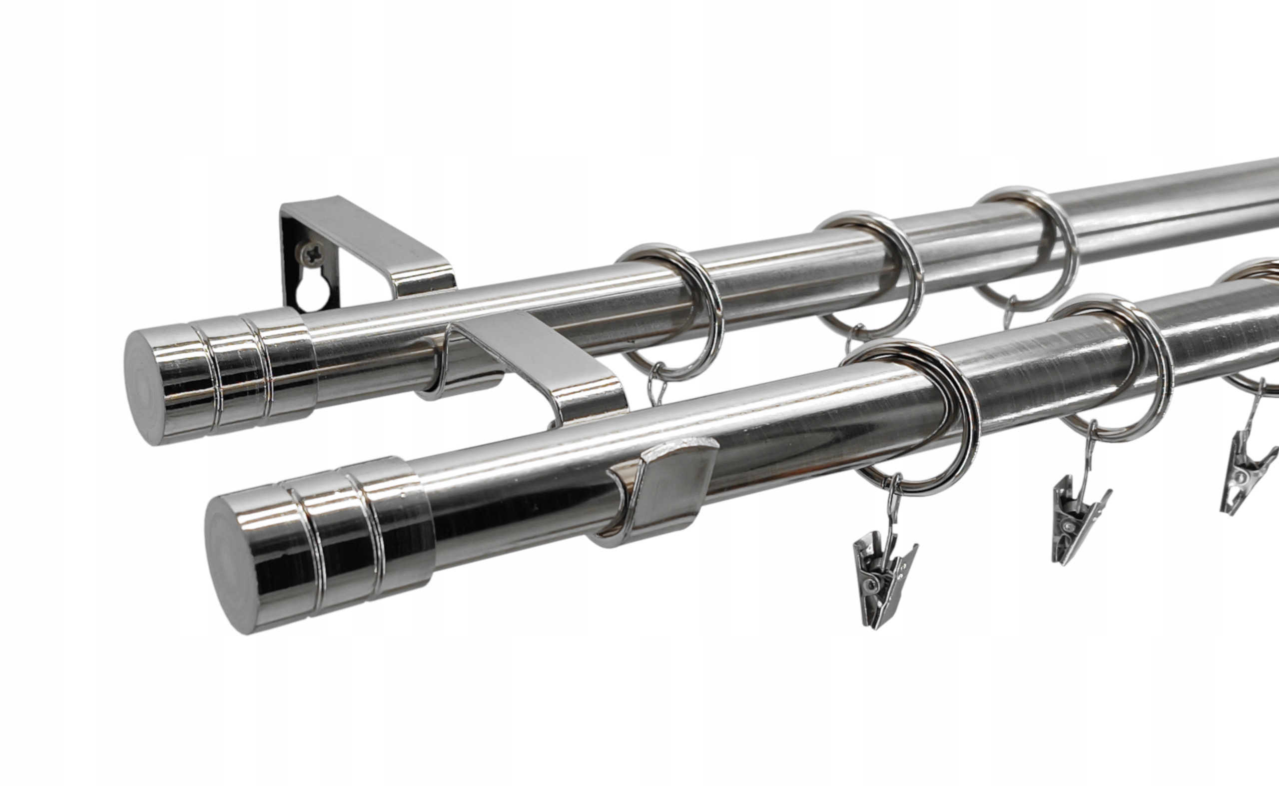 Garnýž Dvojitá Kovový mix koncovek loft barva nikl 19+19 mm 320 cm