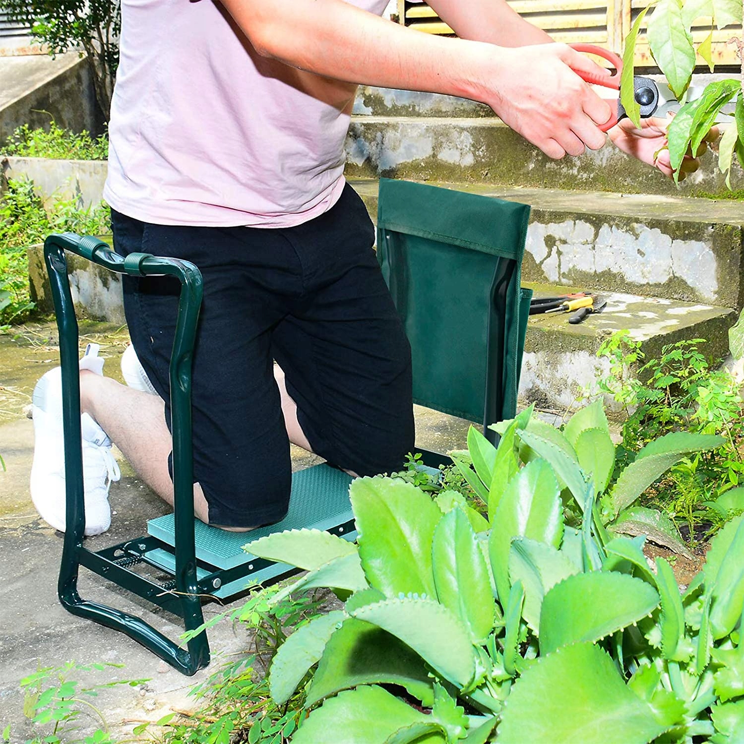 KLĘCZNIK OGRODOWY SKŁADANY TABORET KRZESŁO 3w1 Materiał dominujący metal