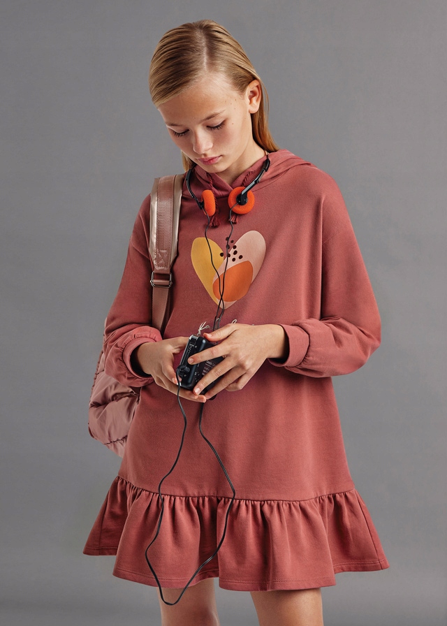 Sukienka Mayoral 7939 ocieplana kaptur pudrowy 157 Marka Mayoral