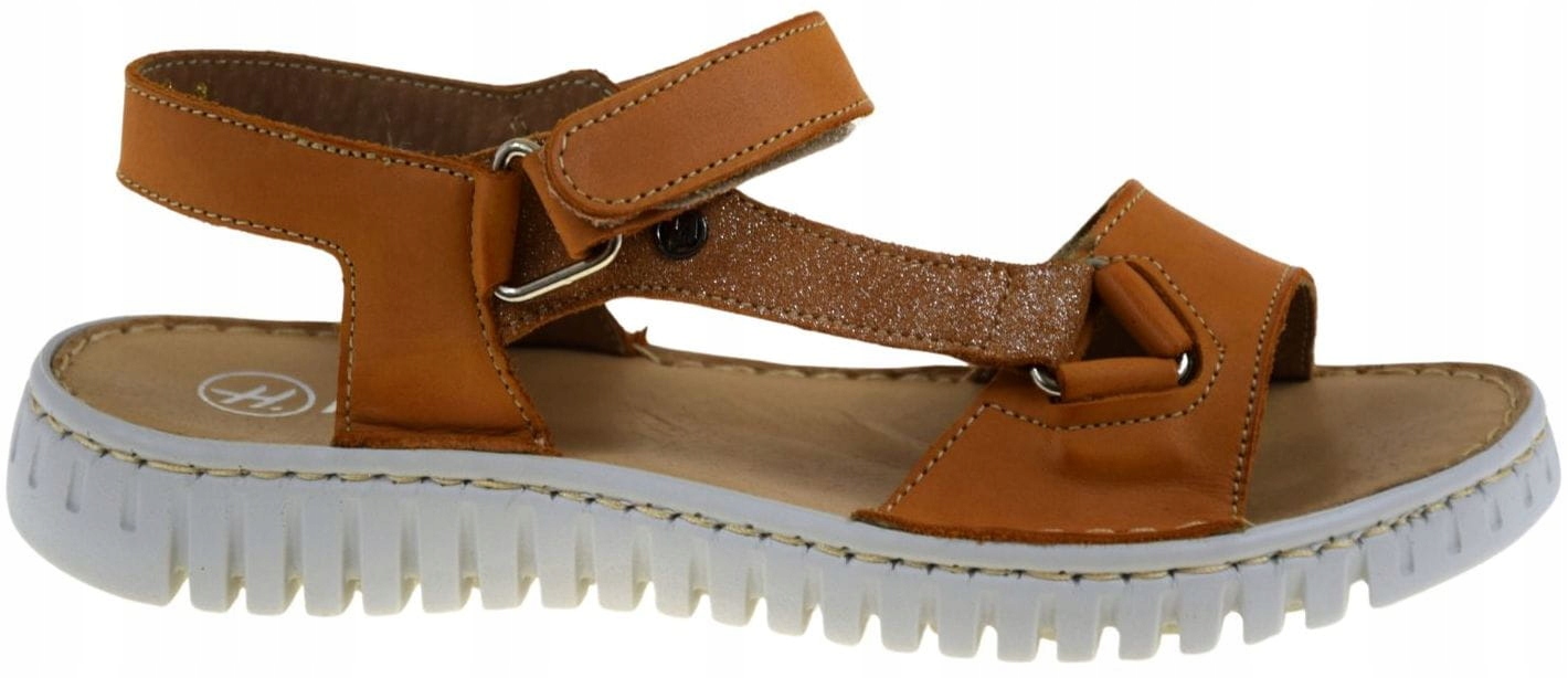 Dámské kožené pohodlné letní sandály s hnědým suchým zipem Helios Komfort 249S VEL.39