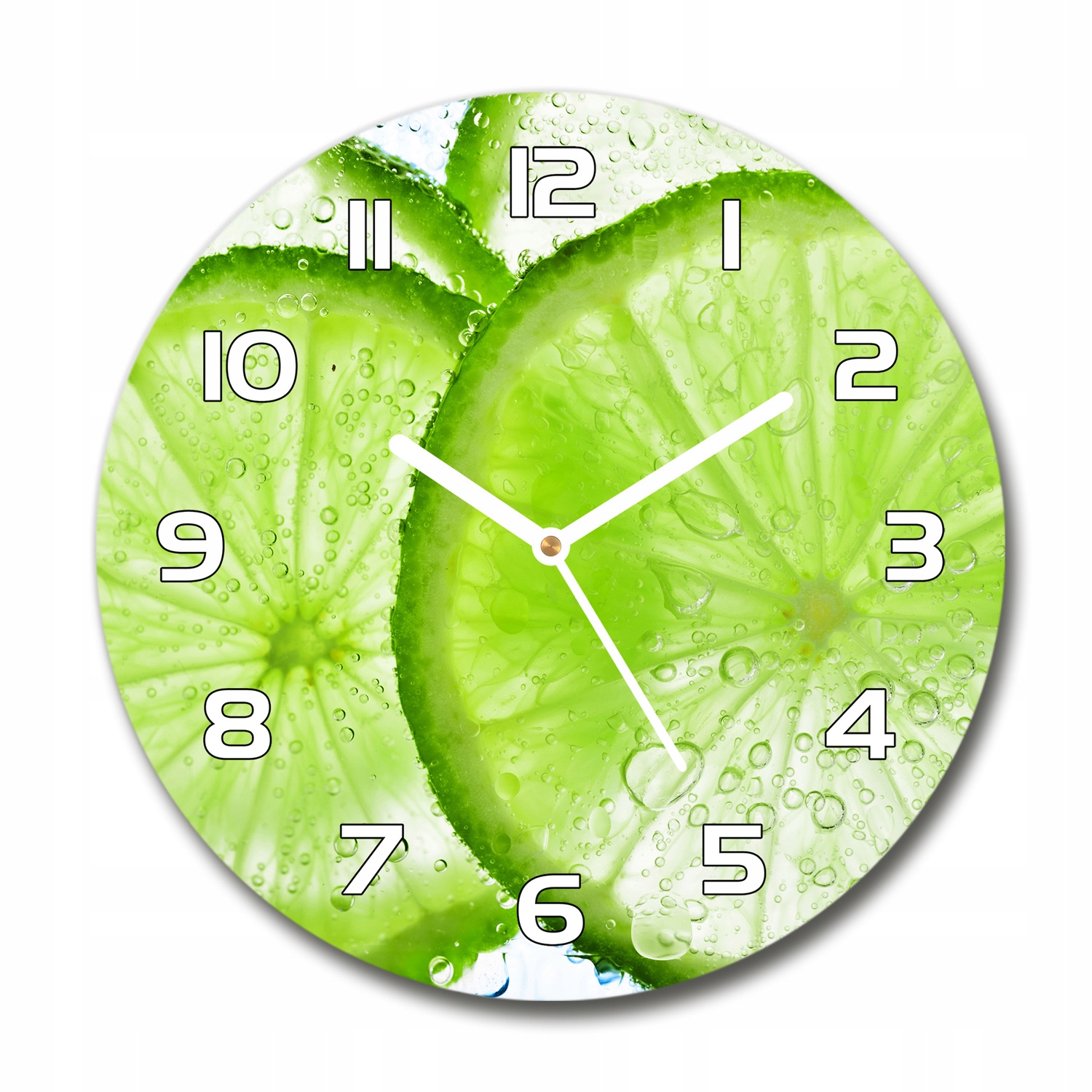 

Zegar szklany na ścianę Limonki pod wodą fi 30 cm