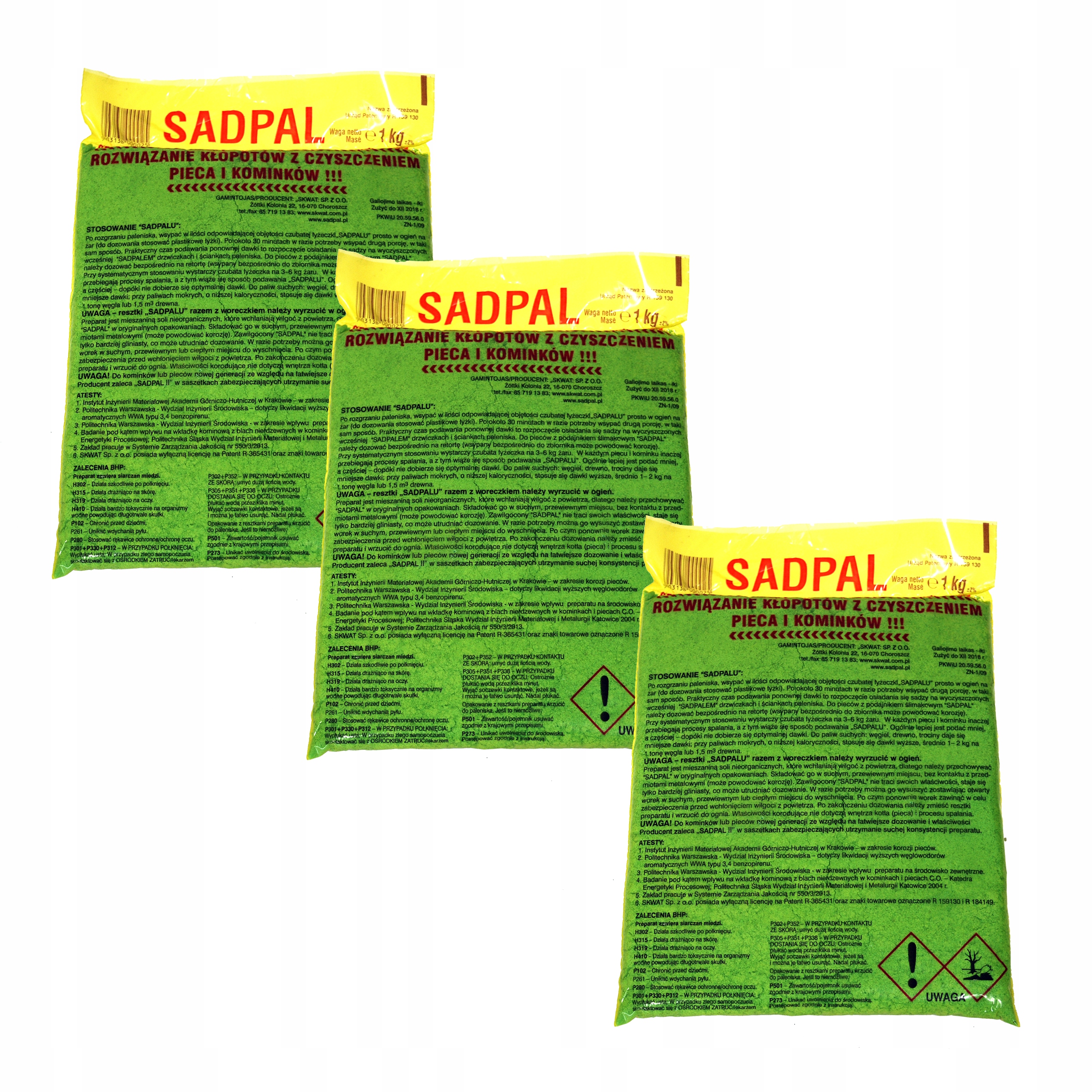 

Sadpal 3 x 1kg do pieca katalizator spalania sadzy