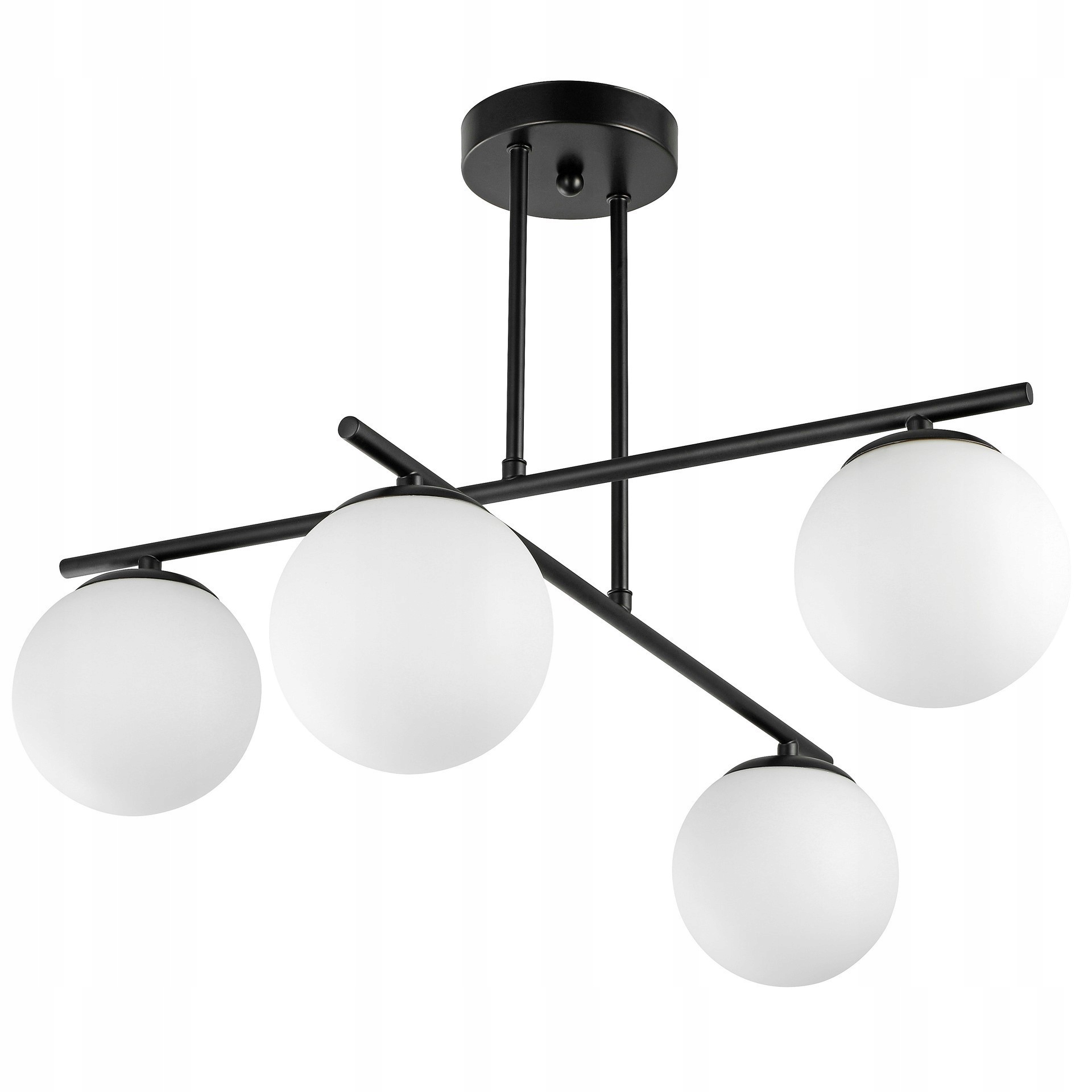 Nowoczesna Czarna Lampa Wisząca Sufitowa Białe Kule Szklane Orio 4xE27 Led