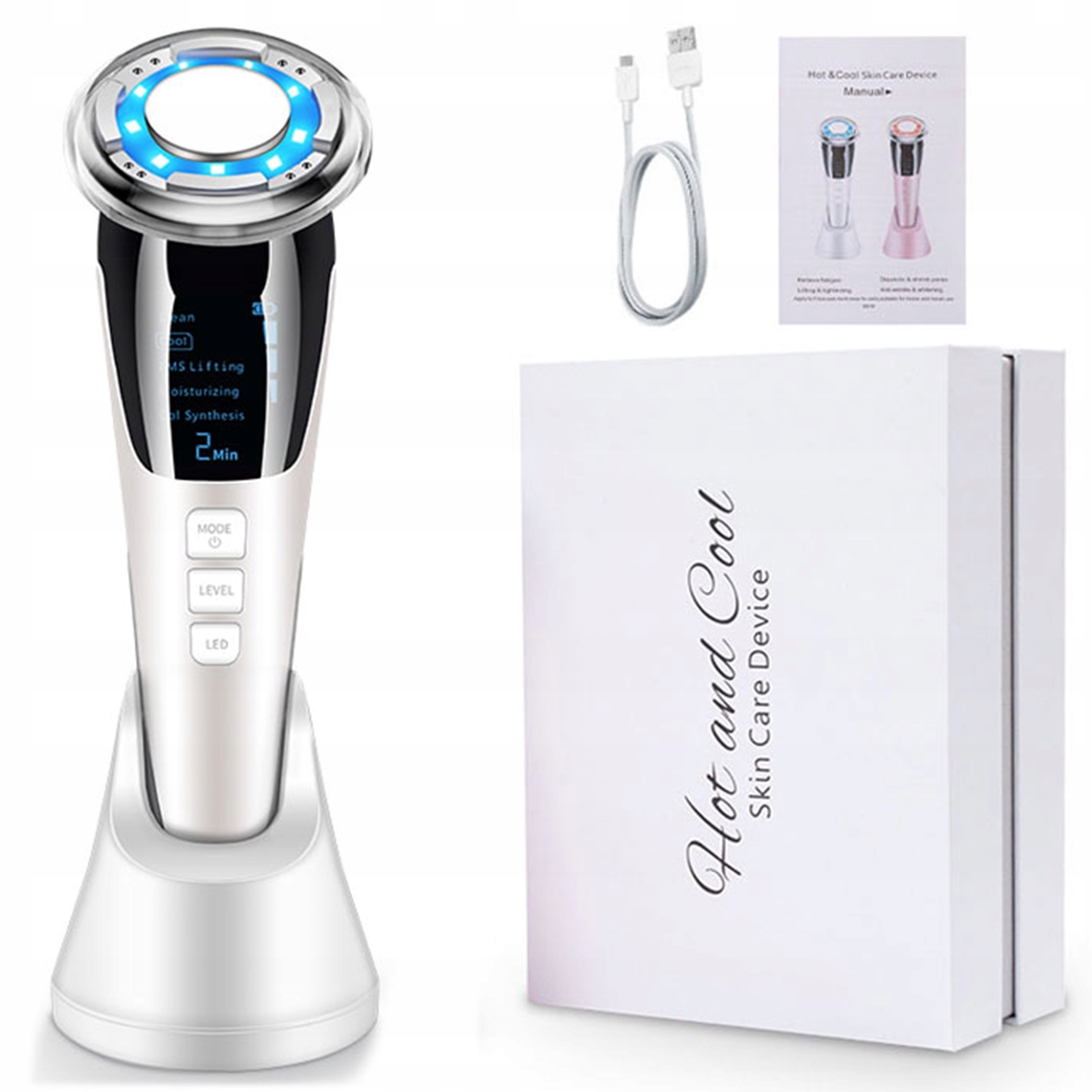 Mezoterapia Bezigłowa Masażer Ems Twarzy Lifting 5w1 Masaż Twarzy