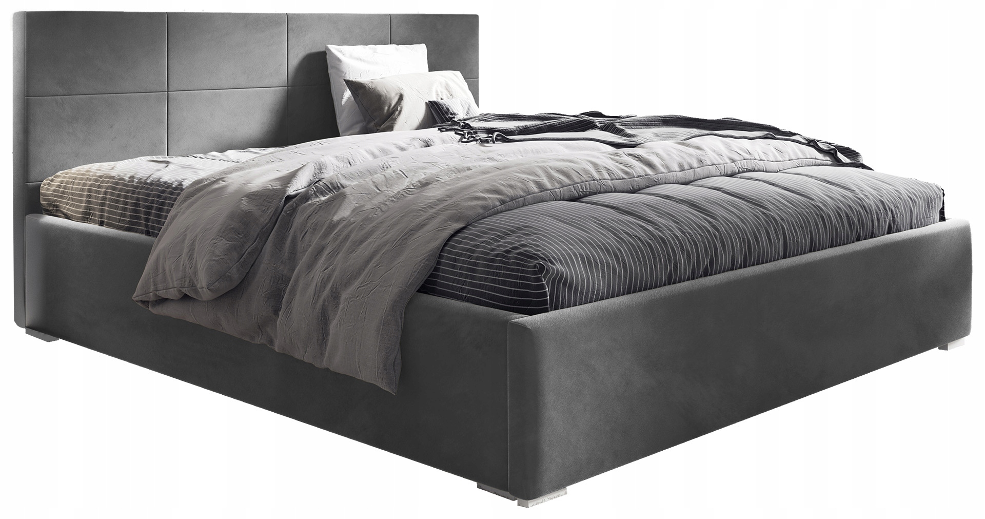 Čalouněná postel s dřevěným roštem a úložným prostorem Matia 160x200 Šedá