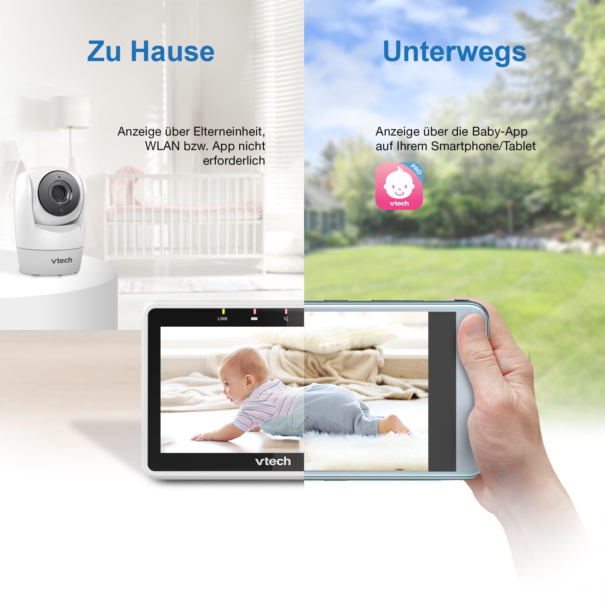VTECH Monitor Dziecięcy WiFi Kamera 5 Calowy Wyświetlacz HD 1080p — miniatura 5