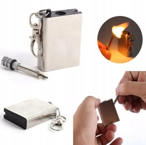 WIECZNA ZAPAŁKA KRZESIWO MAGNEZOWE SURVIVAL BRELOK AMERYKAŃSKIE POJEMNICZEK