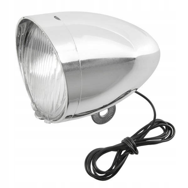 Lampa przód Chrom Retro żarówka dynamo srebrna
